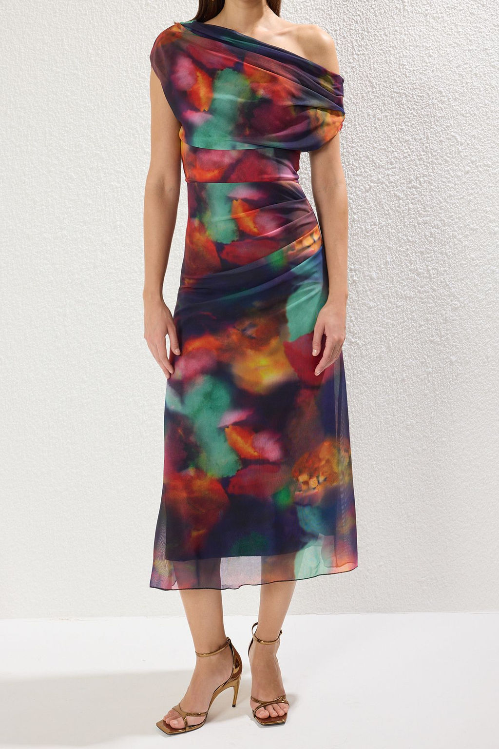 Cok Renkli Desenli Astarl? Tul Orme S?k Abiye Gece Mezuniyet Elbisesi TPRSS25EL00015