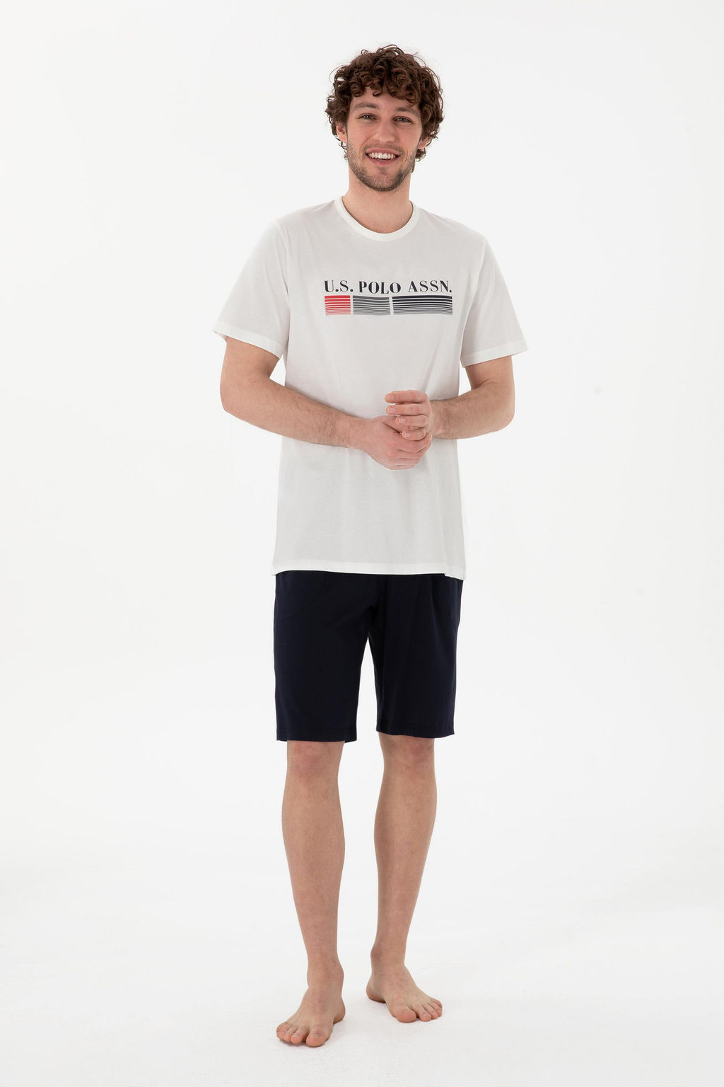 Erkek Bisiklet Yaka Beyaz Pijama Tak_m_ Sepette S_rpriz _ndirim - U.s. polo assn фото 4