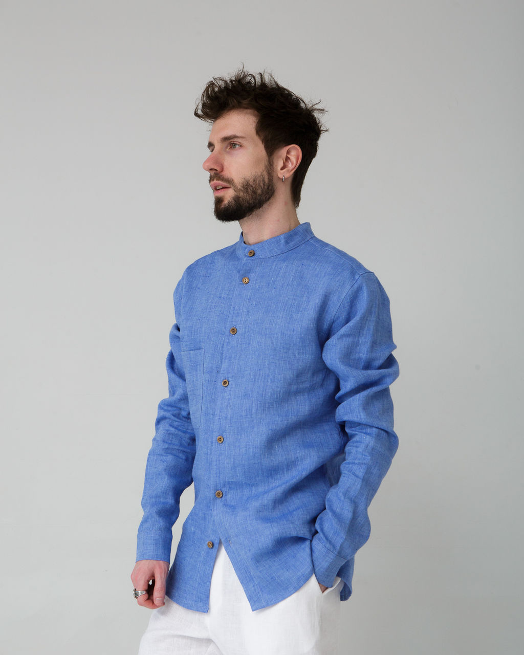 Рубашка льняная меланж 26009