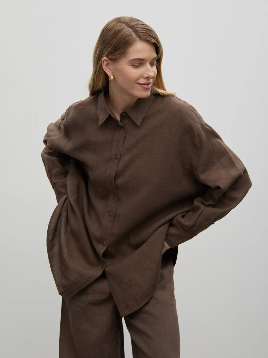 Рубашка однотонная - Emka фото 3