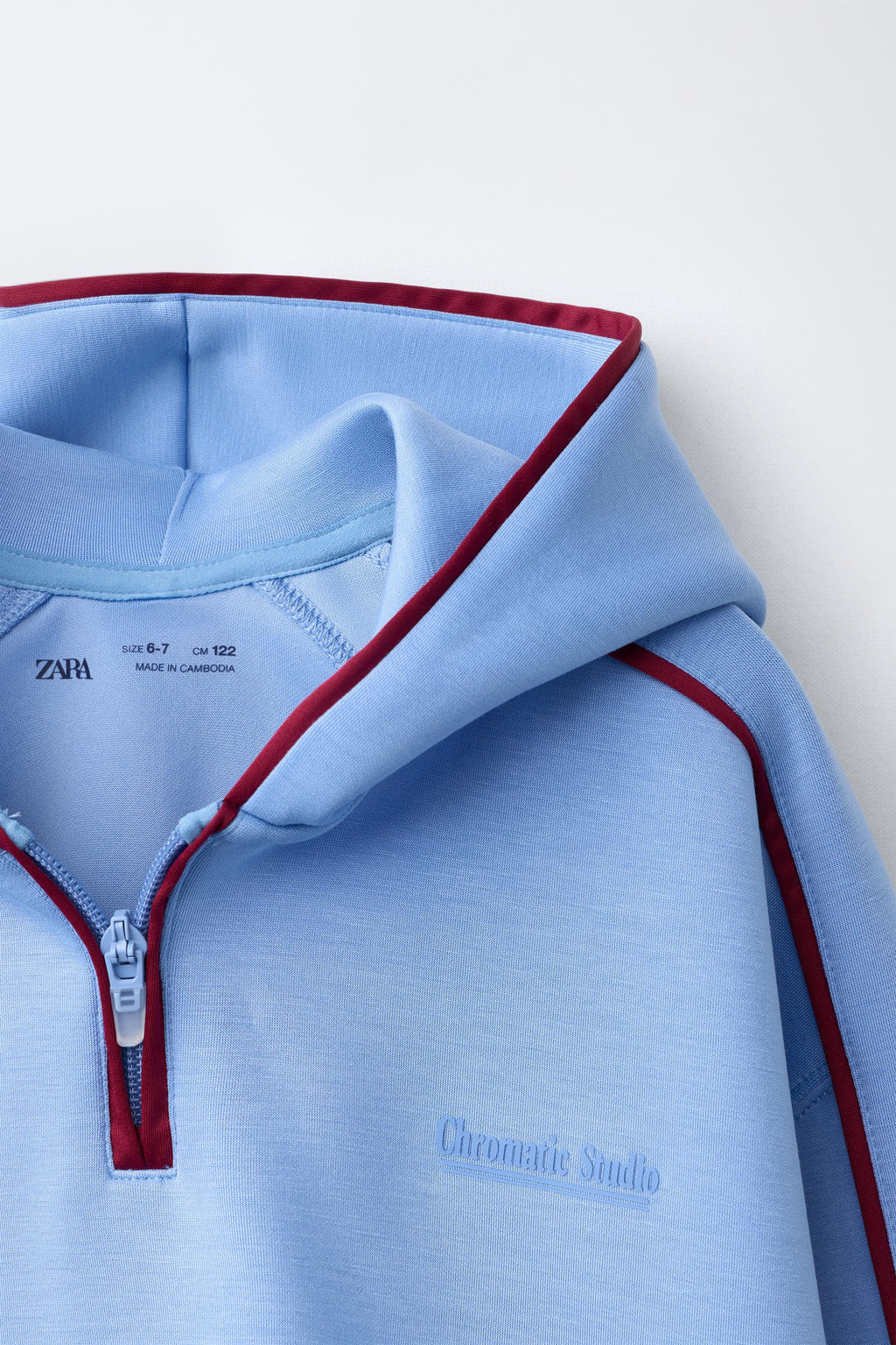 SUDADERA CAPUCHA CONTRASTE / Azul claro - Zara фото 4