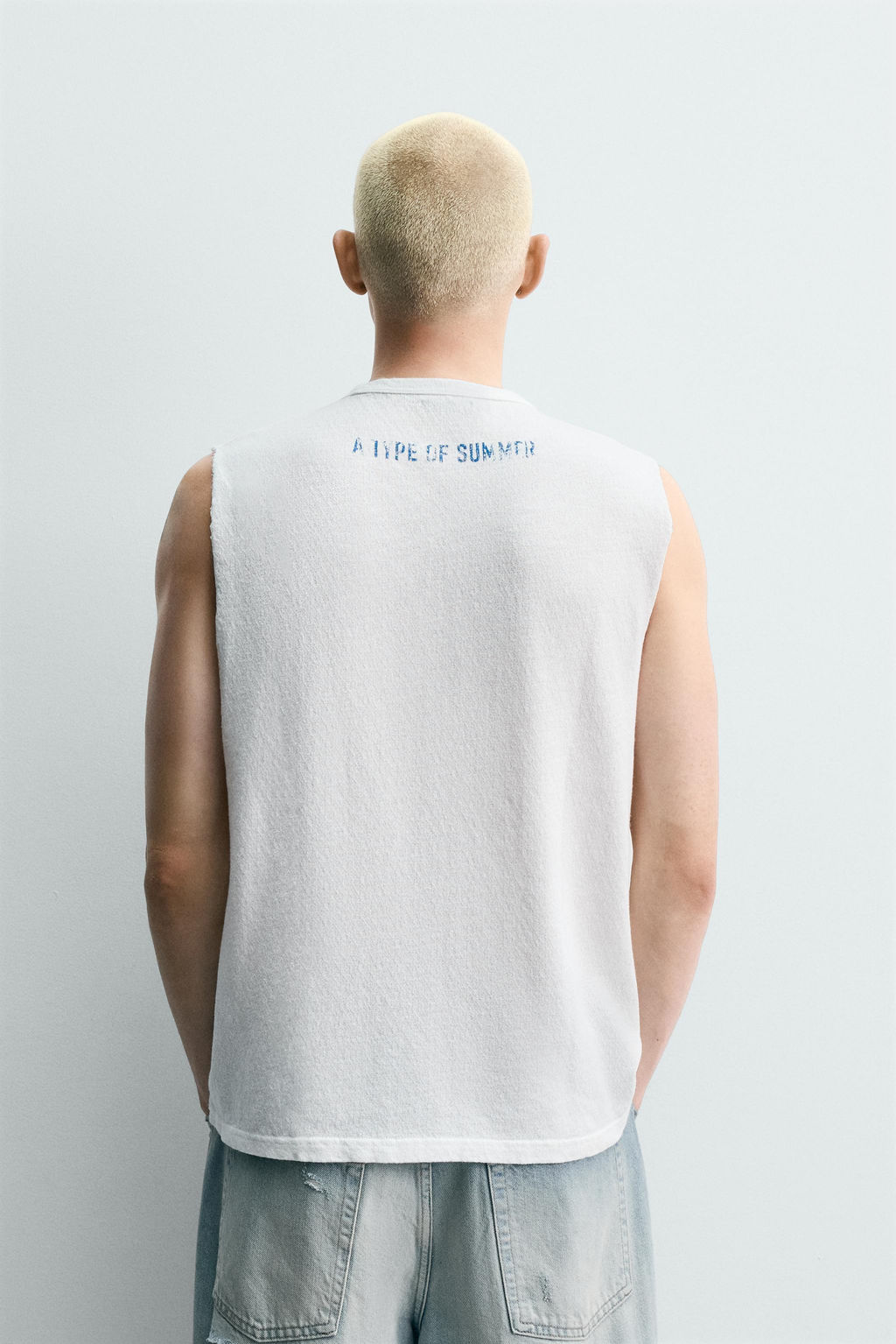 CAMISETA TANK PUNTO LAVADO ESTAMPADO / Blanco - Zara фото 3