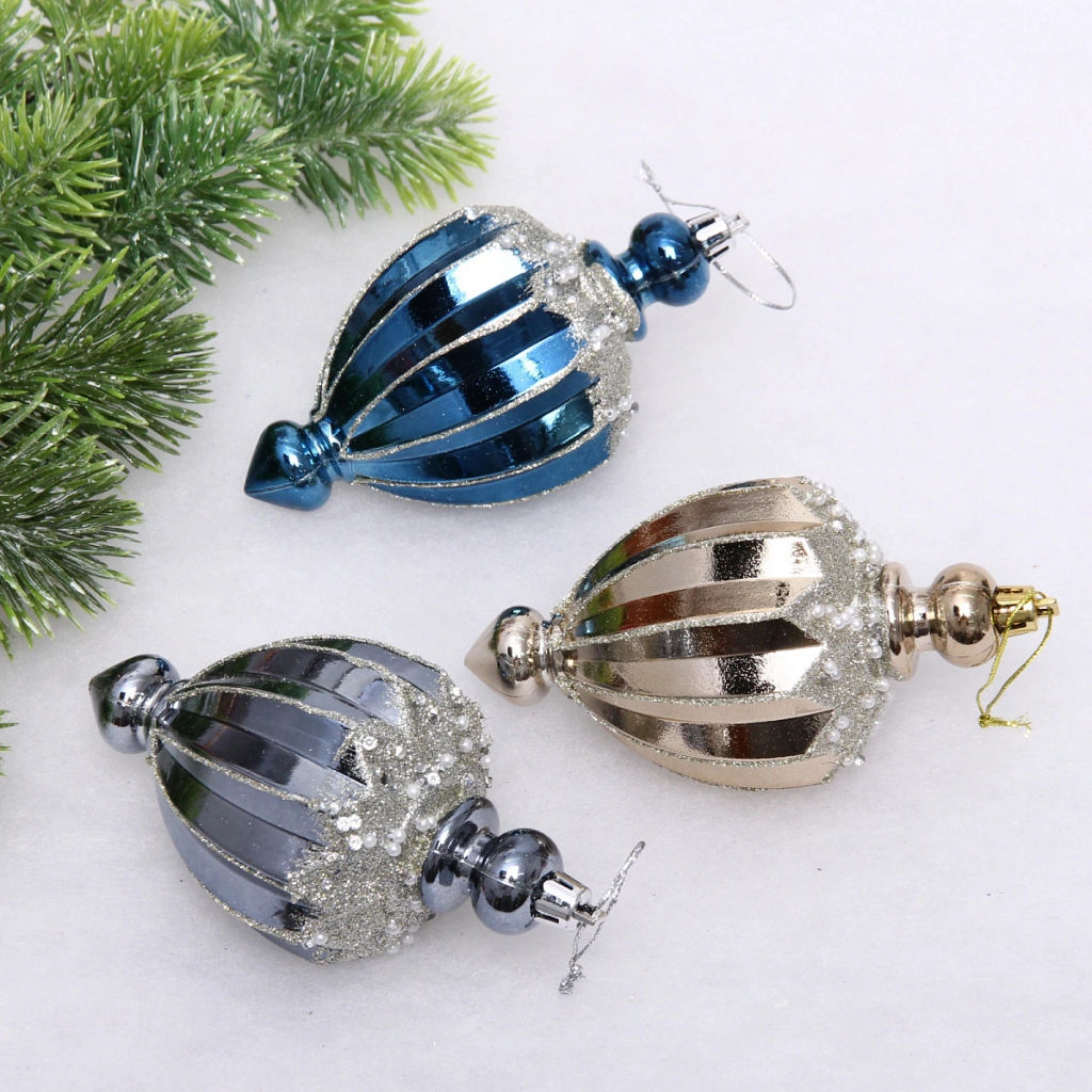 Набор украшений SHINE "Highlights" 12х7 см (3 шт.), night blue/champagne silver/grey