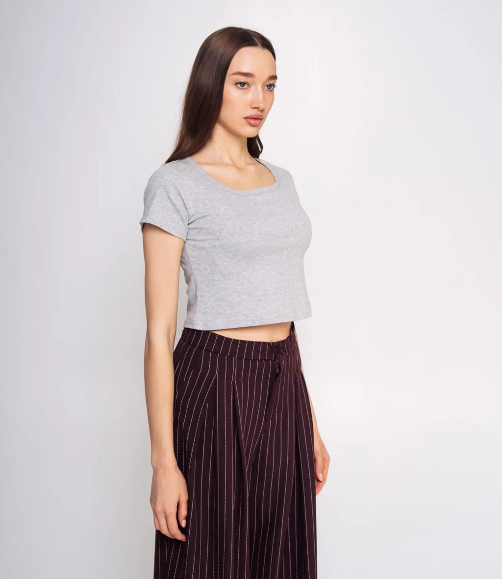 Топ #ОКТ075002, серый меланж