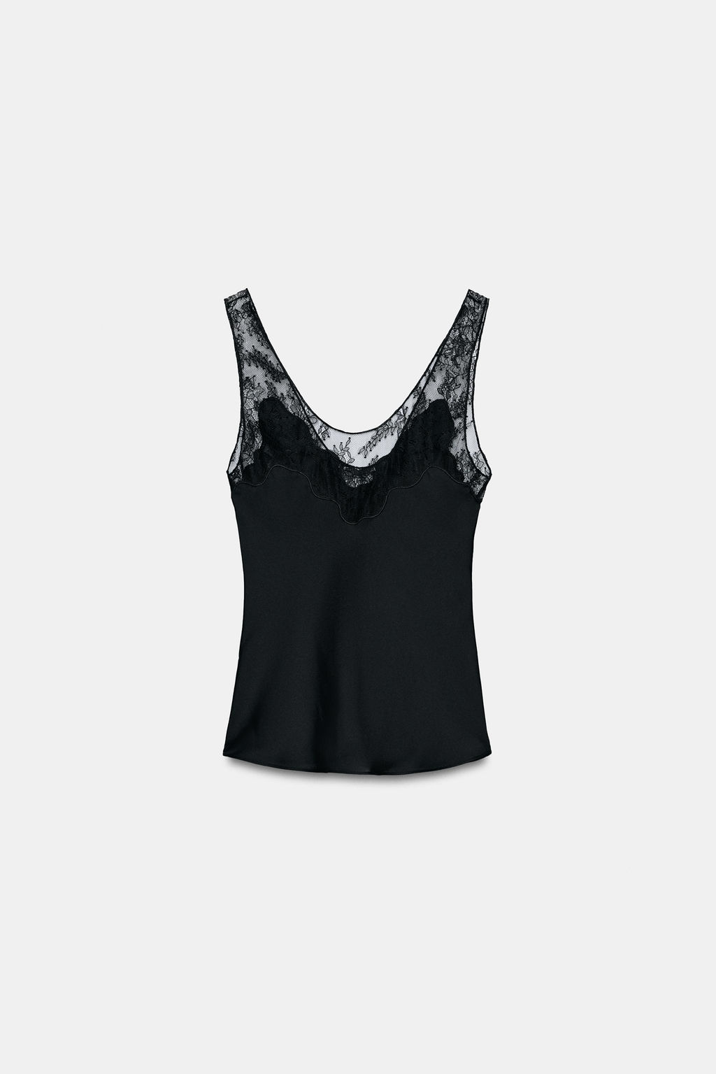 TOP SATINADO ENCAJE ZW COLLECTION / Negro