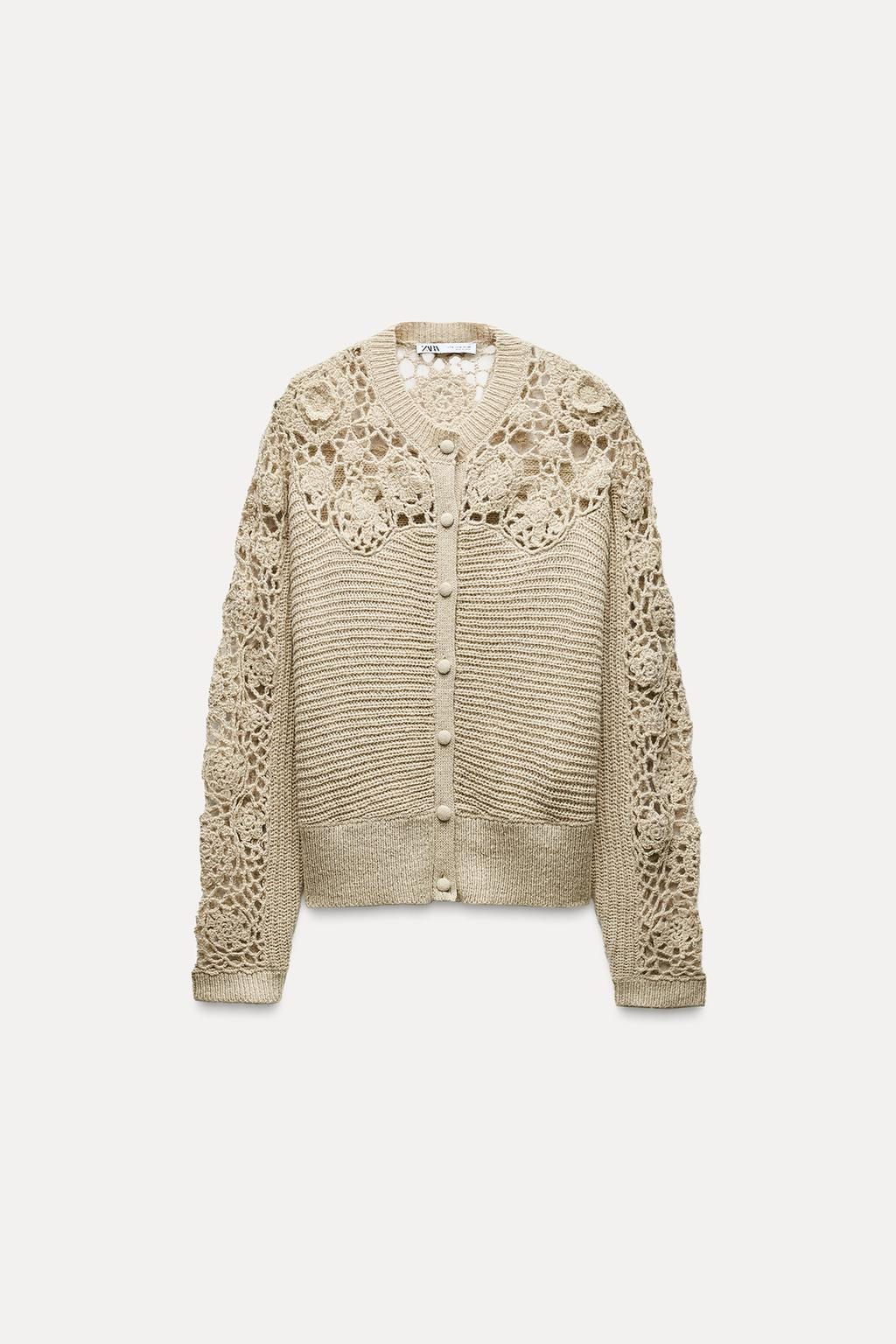 COMBINED CROCHET KNIT CARDIGAN - Zara фото 4