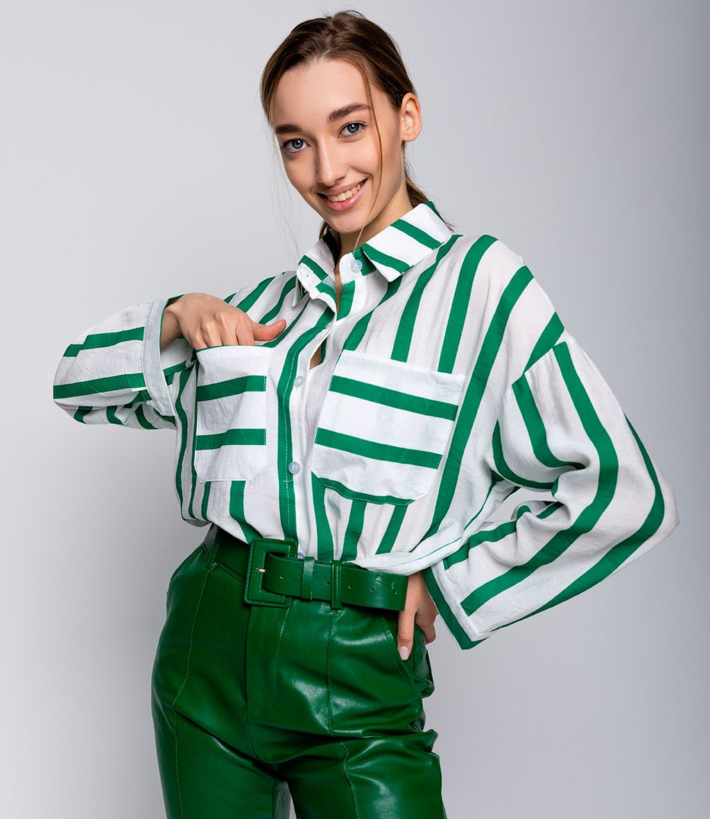 Рубашка #КТ21020 (1), зелёный - Dommod фото 5