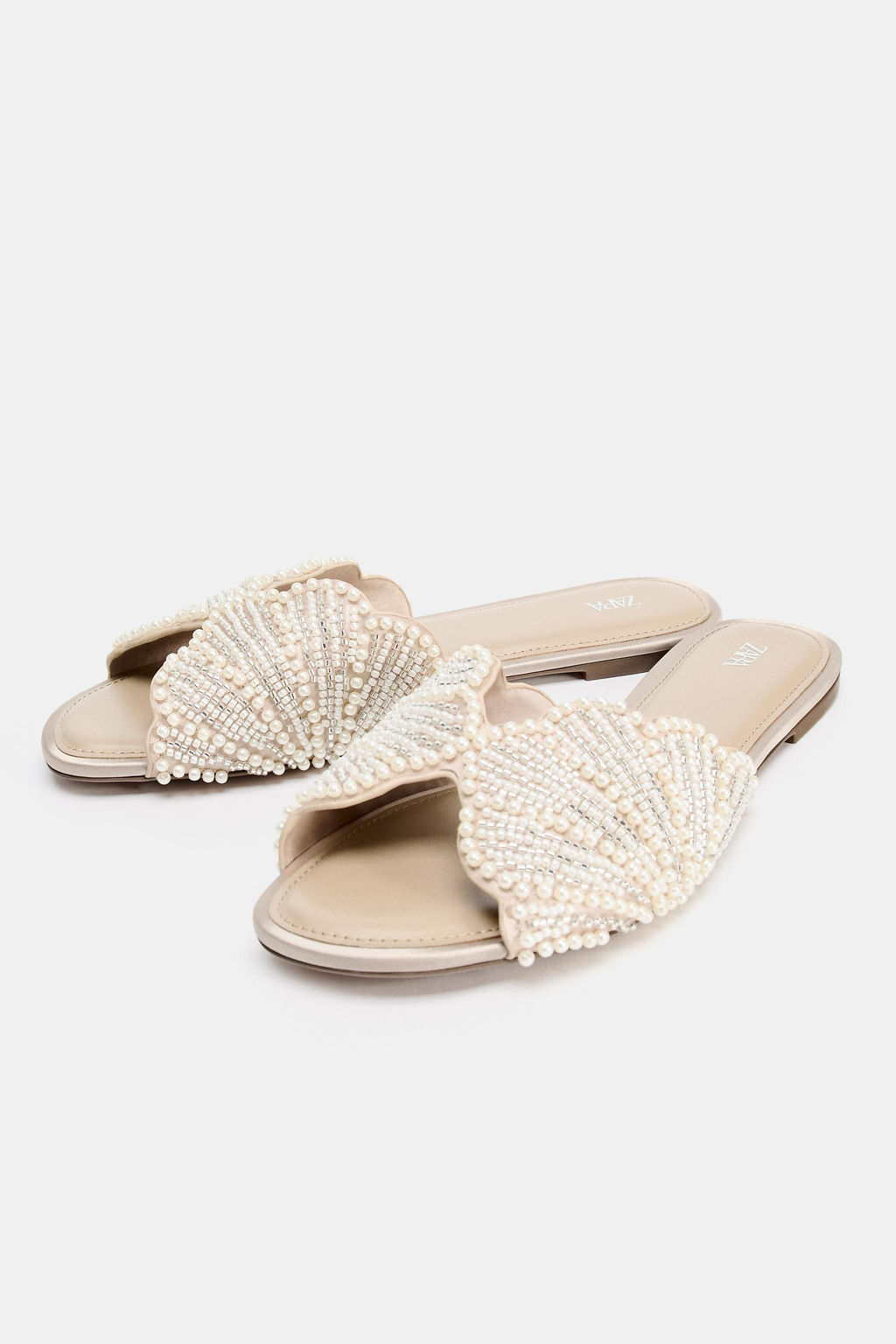 SANDALIA PLANA APLIQUES BRILLANTES / Blanco - Zara фото 2