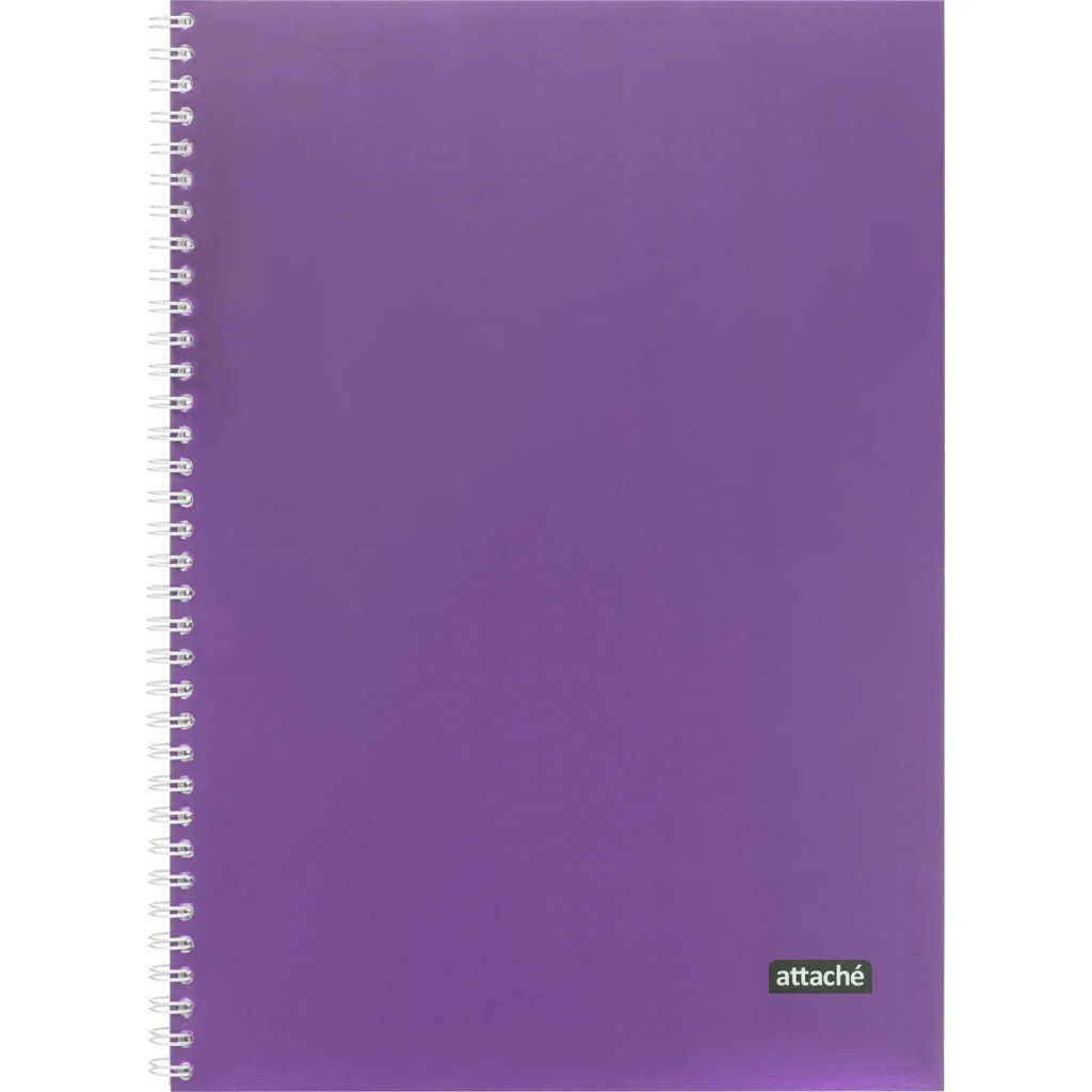 Тетрадь общая А4 96л Attache Metallic Фиолет клетка, греб, картон, фольга  фото 2