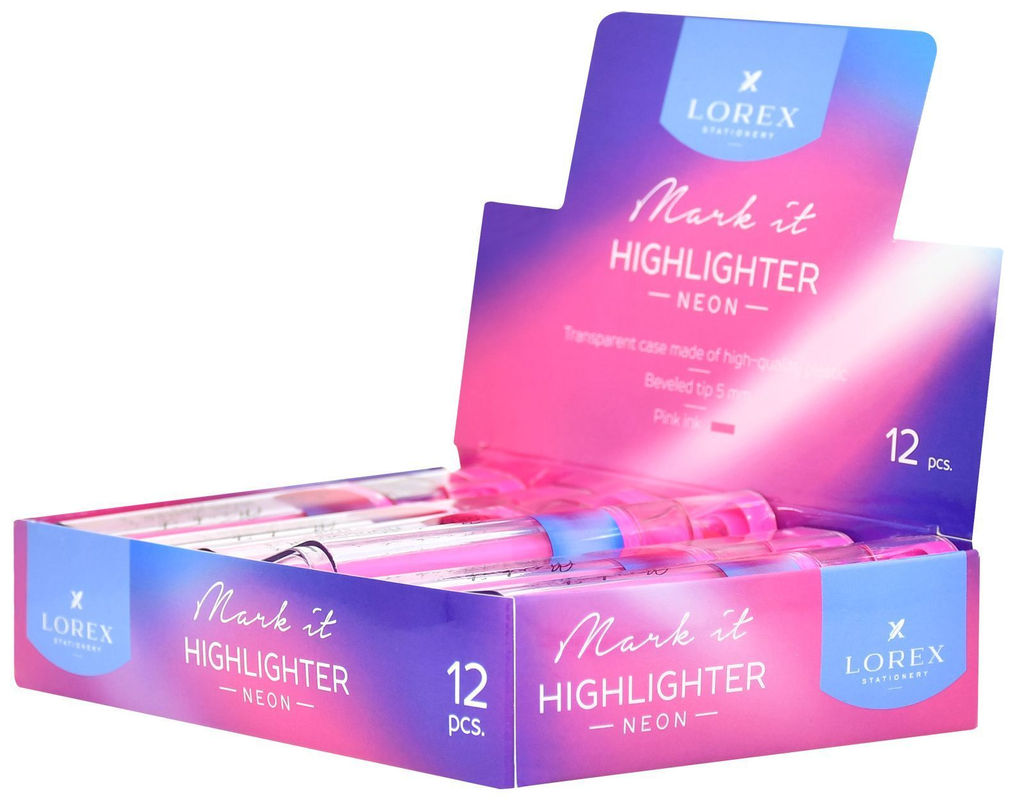 Цена за 2 шт. Маркер текстовый LOREX Mark it NEON 1-5 мм розовый неон, скошенный