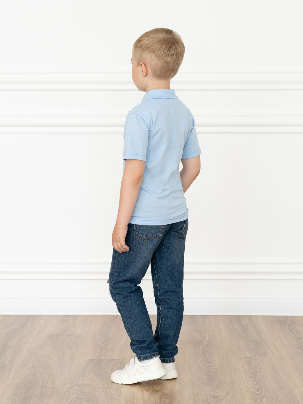 Детская футболка поло голубая 659 (140, 72)