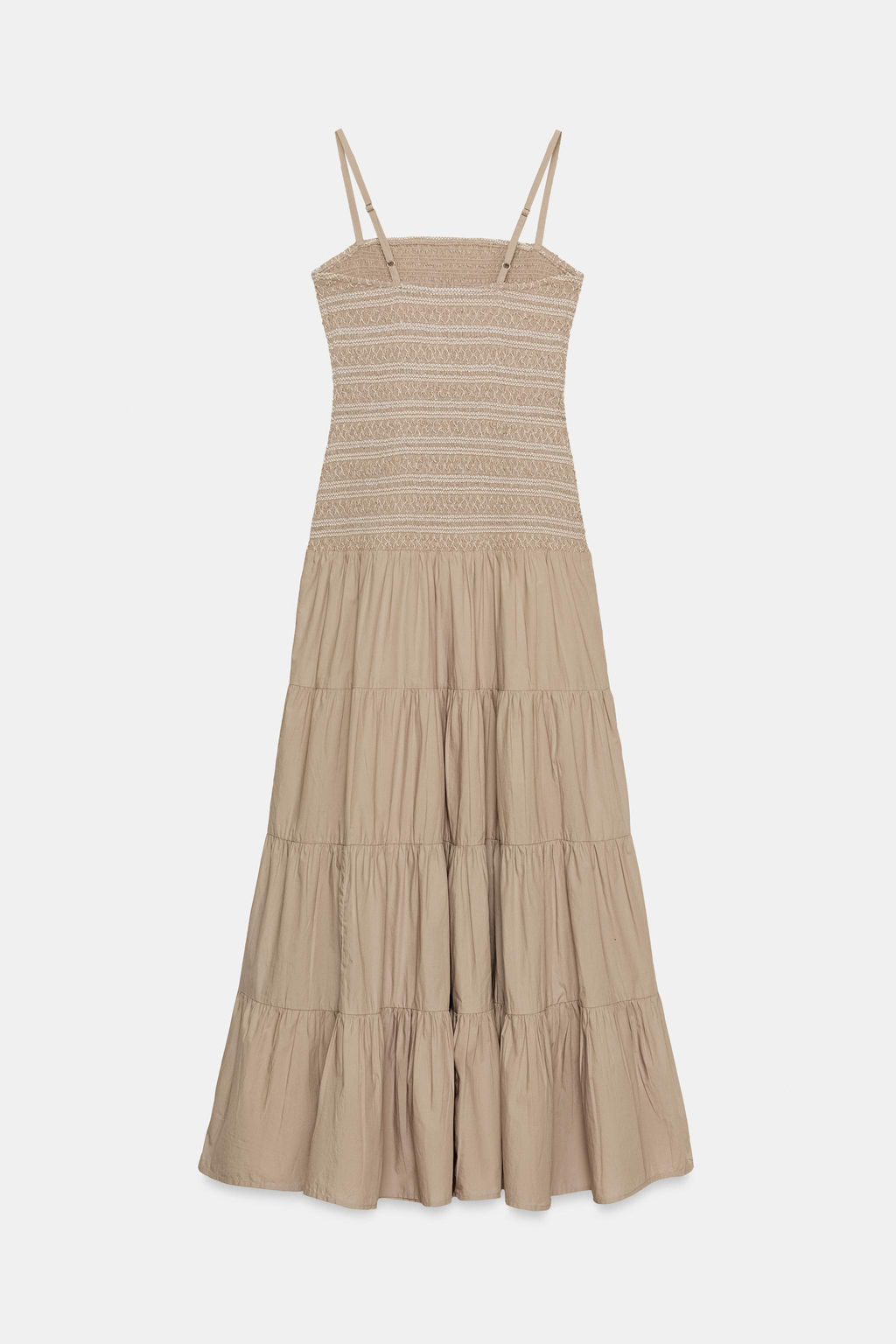 VESTIDO MIDI NIDO DE ABEJA BORDADOS / Beige oscuro - Zara фото 9
