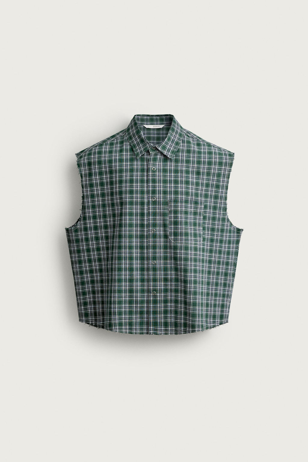 CAMISA TANK CROPPED FIT CUADROS / Verdes - Zara фото 8