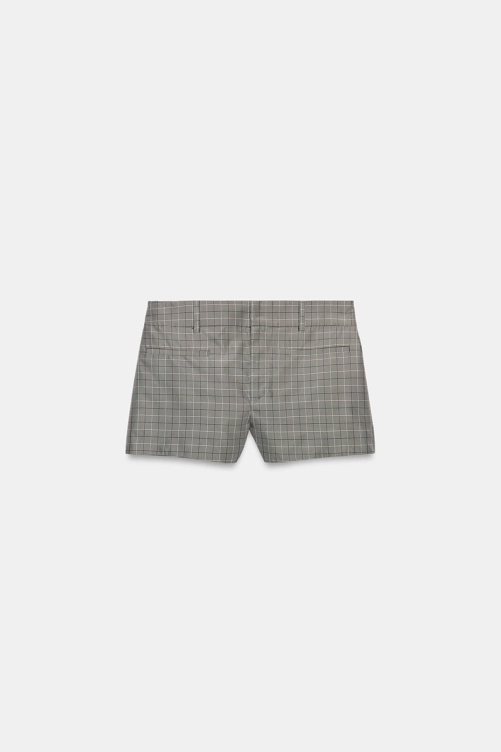 SHORTS CUADROS ZW COLLECTION / Negro / Crudo - Zara фото 4