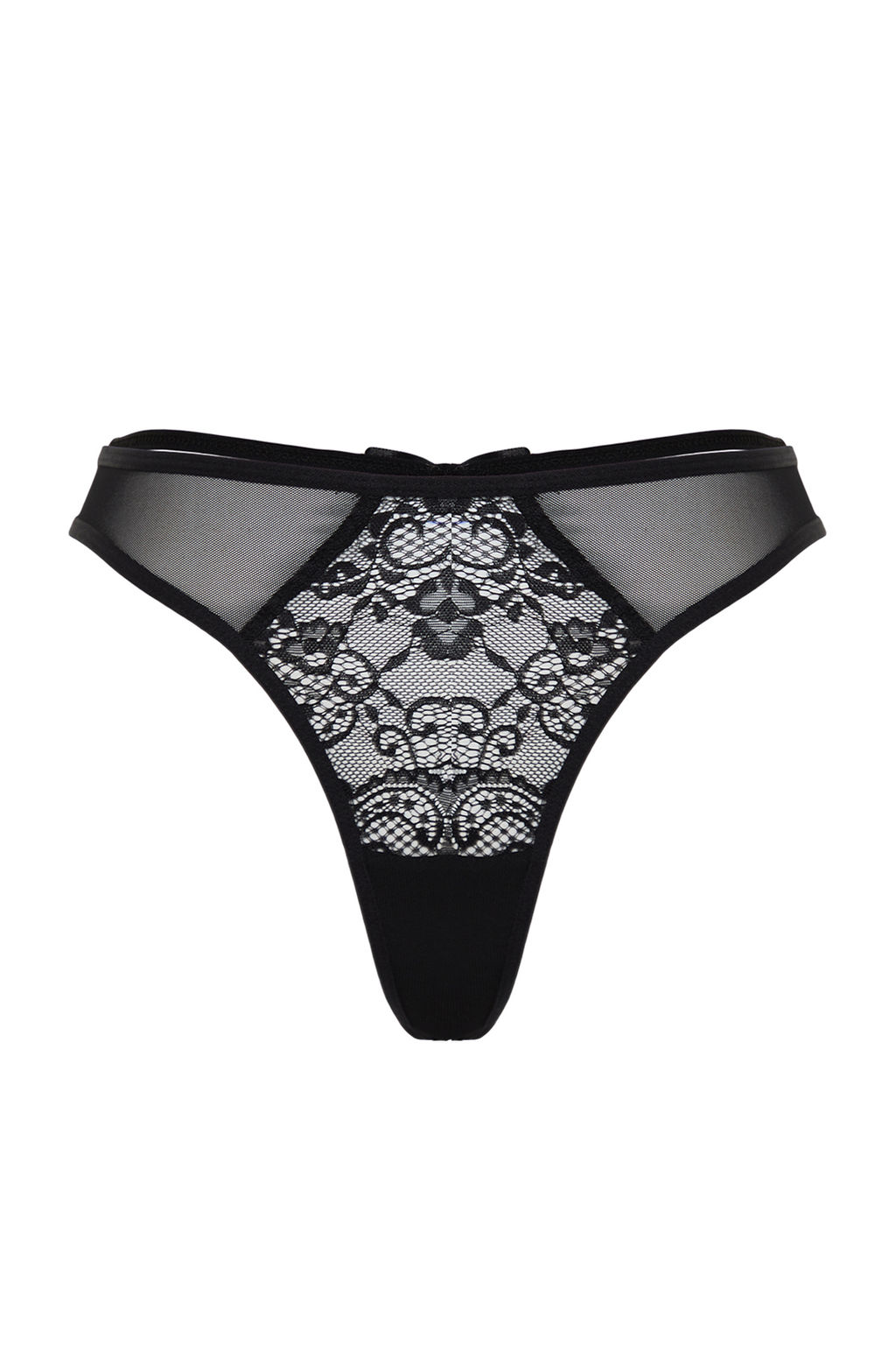TRENDYOLMILLA Siyah Dantelli Tul ve Fiyonk Detayl? Tanga Orme Kulot THMSS24KU00037  фото 8