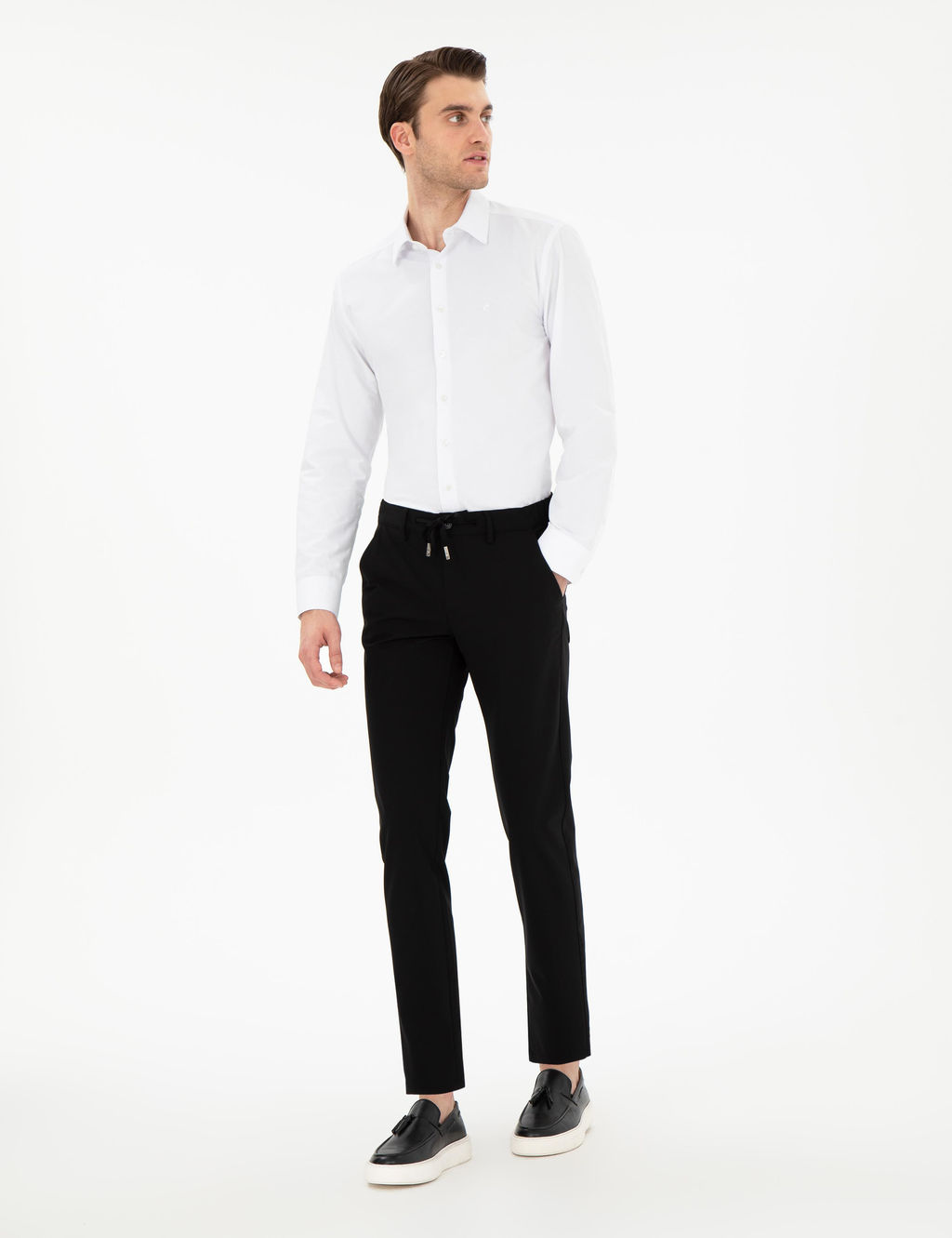 Siyah Slim Fit Esnek Jogger Kanvas Pantolon - Pierre cardin фото 3