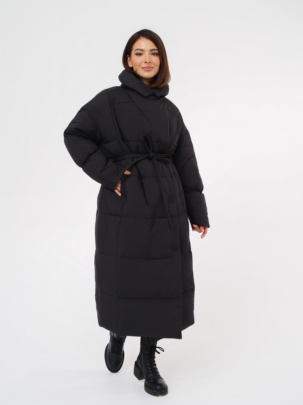 Пальто зимнее женское, черное - Inzibe фото 4