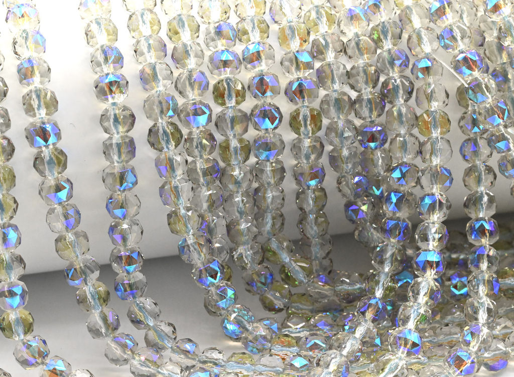 Бусины из циркона шарик гр.6мм цв.салатовый, голубой хамелеон, 39см, 78 бусин Радуга камня