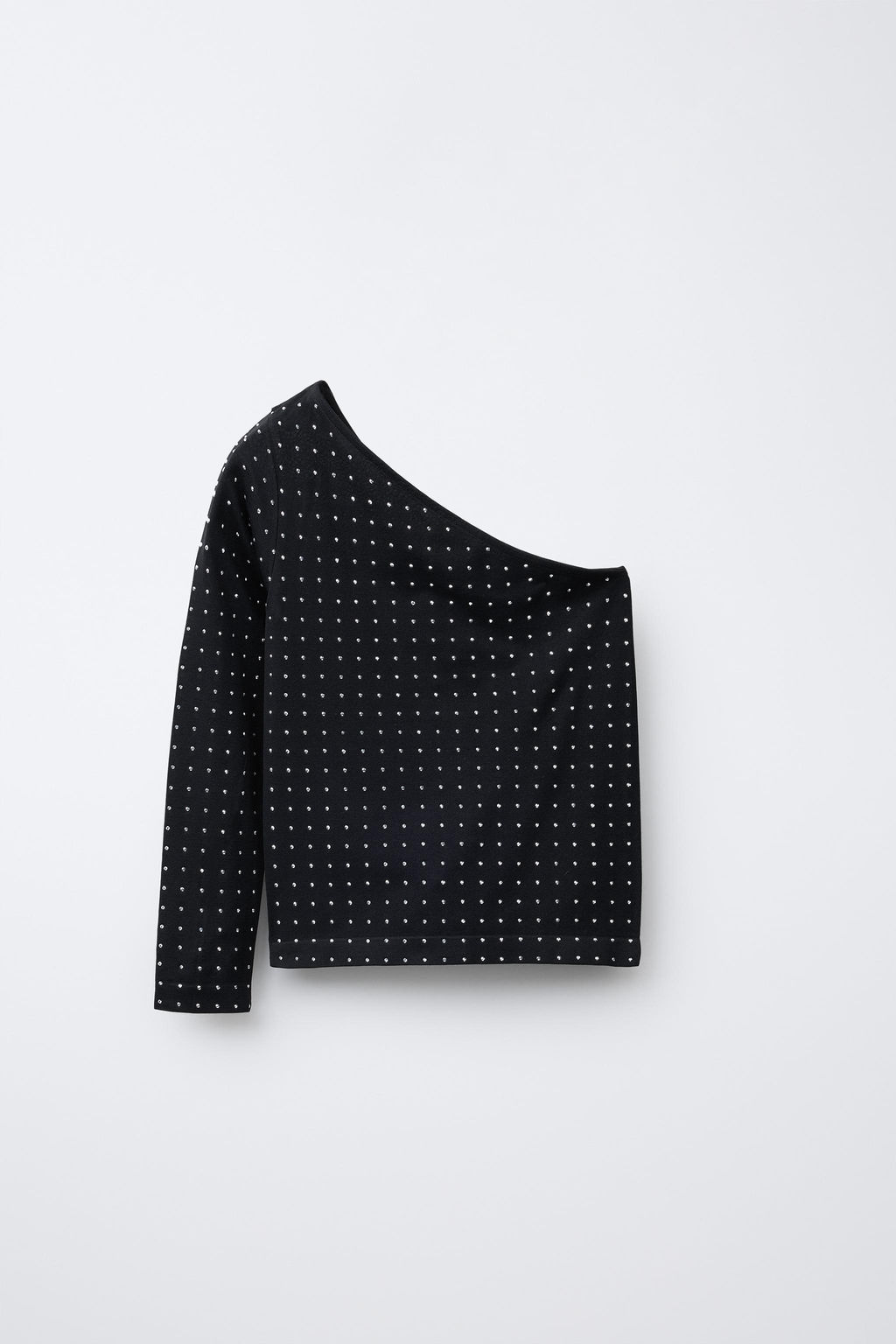 ASYMMETRIC SEAMLESS RHINESTONE T-SHIRT