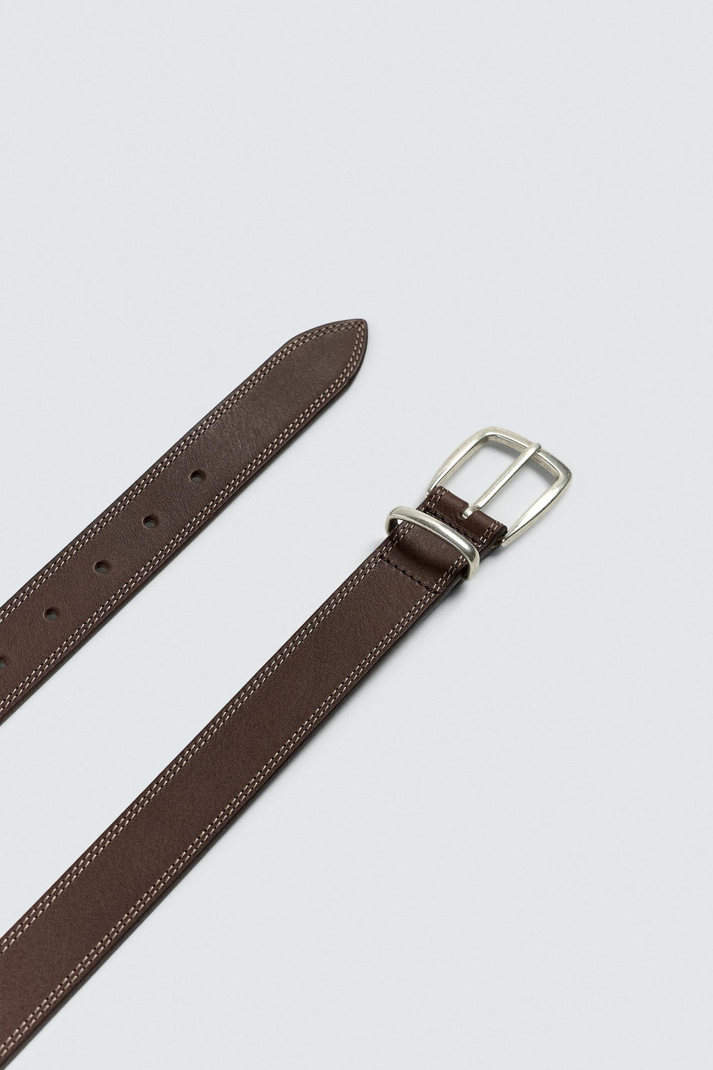 ORIGINS TOPSTITCHED LEATHER BELT - Zara фото 4