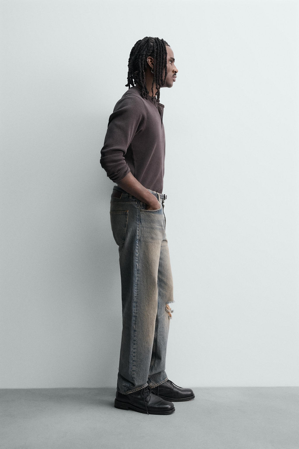 JEANS STRAIGHT FIT ROTOS / Azul tinta - Zara фото 4