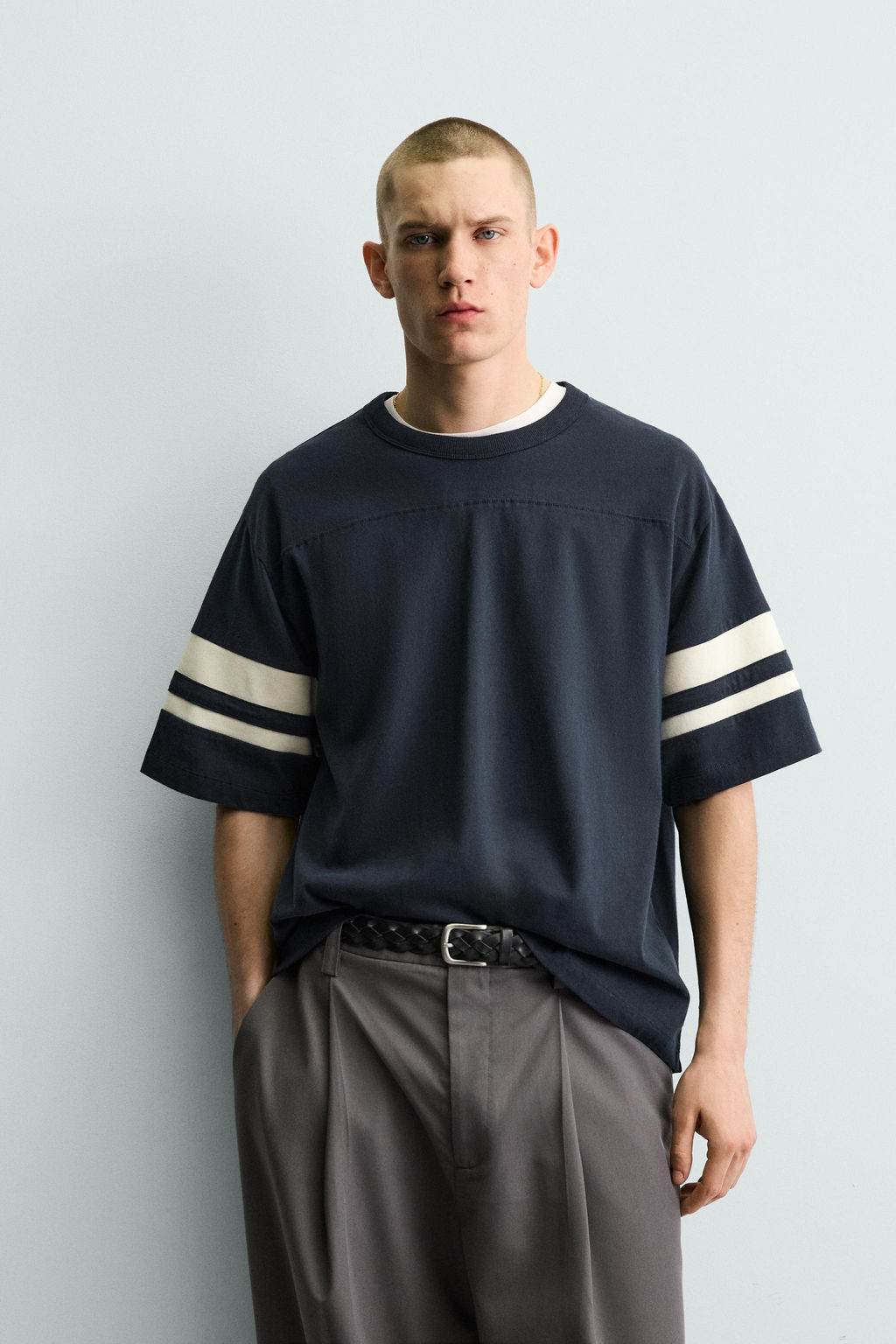 CAMISETA RELAXED FIT BANDAS / Marino - Zara фото 2