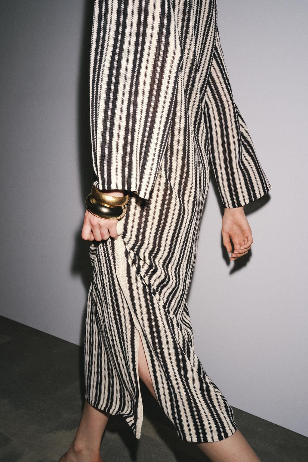 STRIPED KNIT DRESS WITH LINEN - Zara фото 6