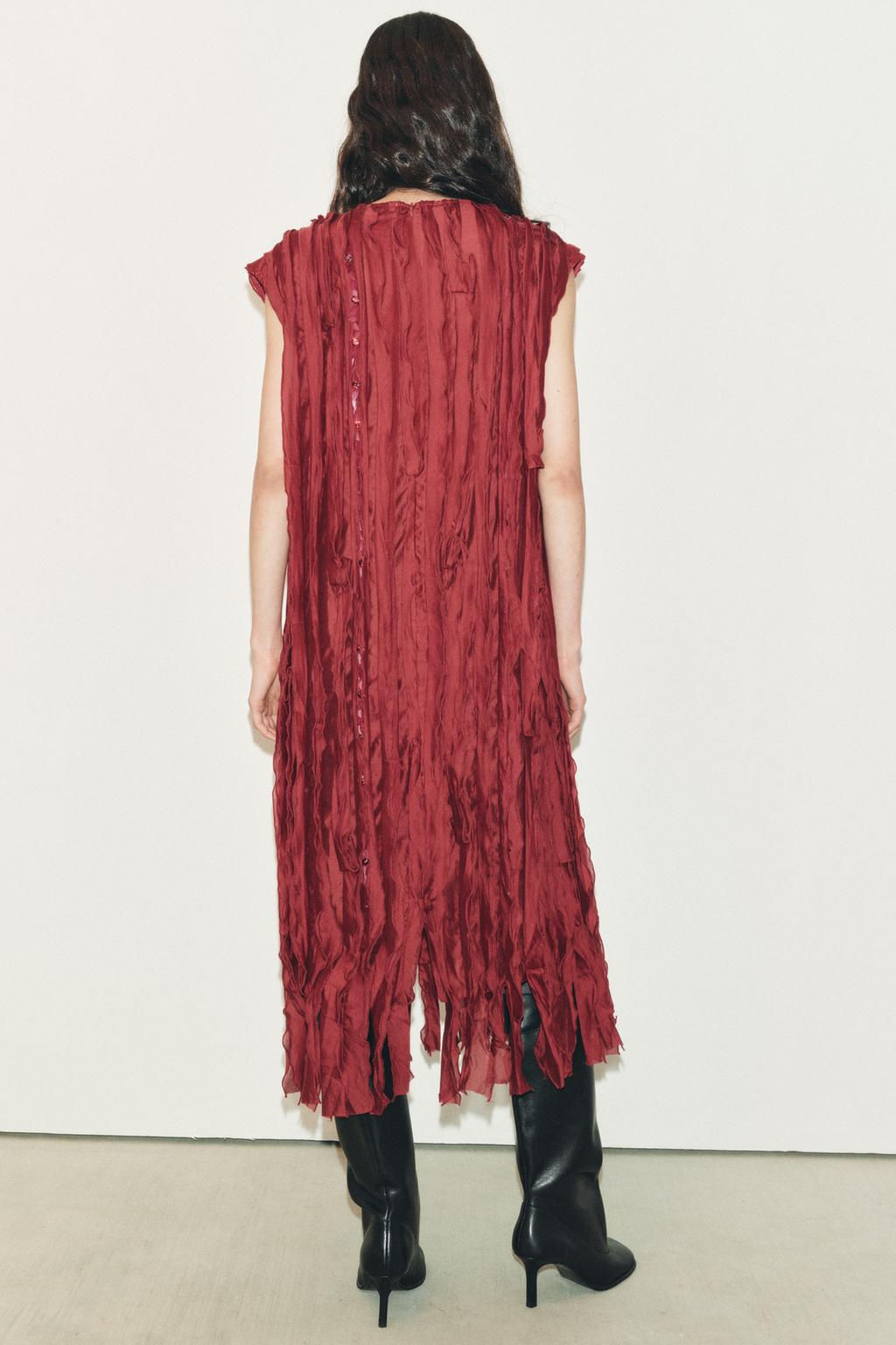 DRESS WITH BEADING AND RUFFLES - Zara фото 6