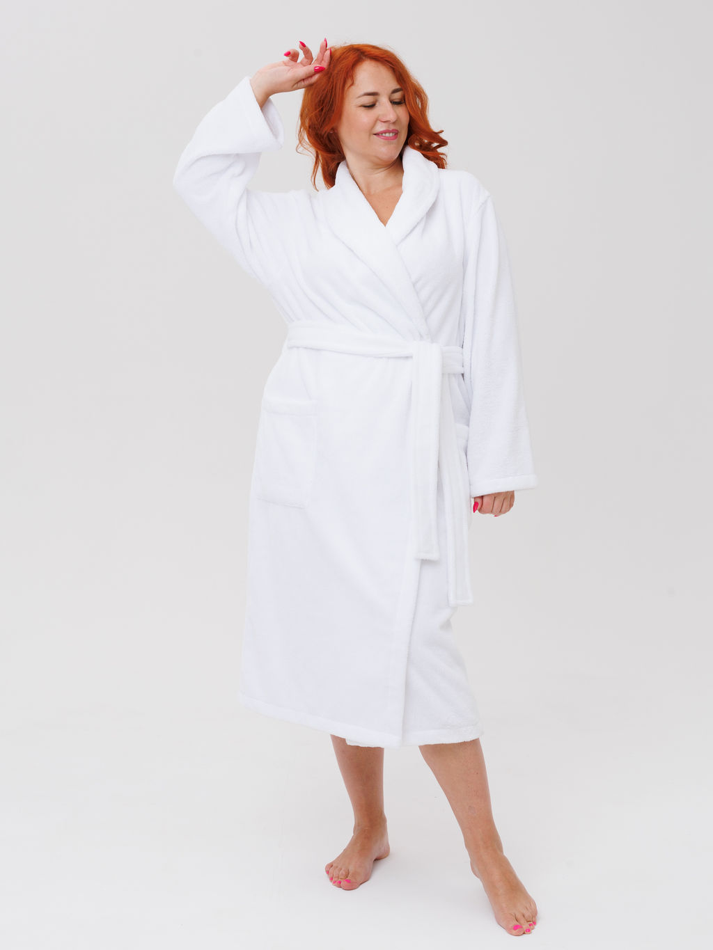 Халат велюр-махра с шалькой белый унисекс ВМЗ-03 (1)
