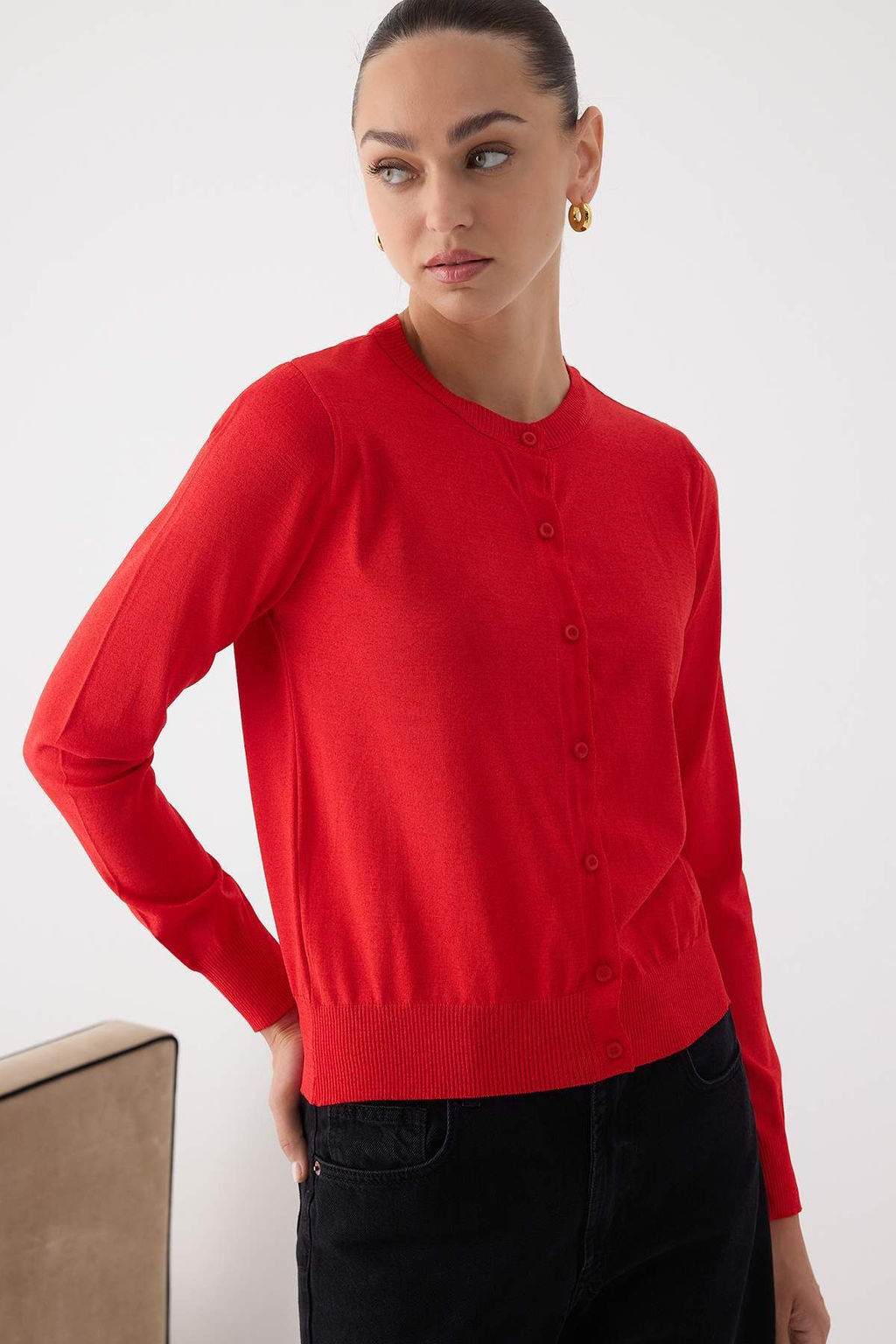 Wardrobe Essentials K?rm?z? Premium Iplik Merserize Gorunum Bisiklet Yaka Triko H?rka|TWOAW26HI00095