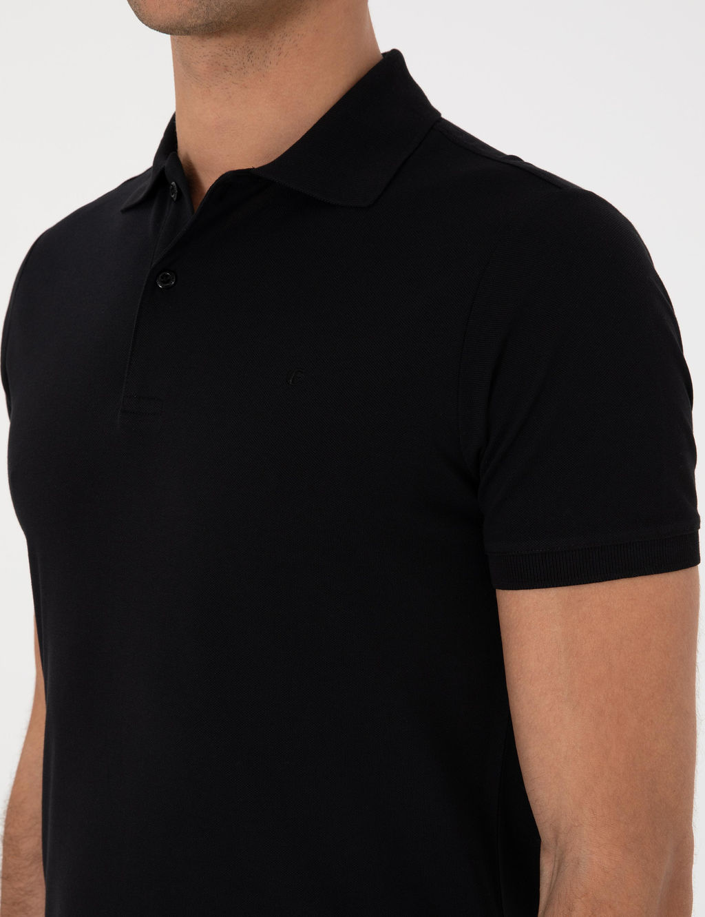 Siyah Slim Fit %100 Pamuk Polo Yaka T-shirt