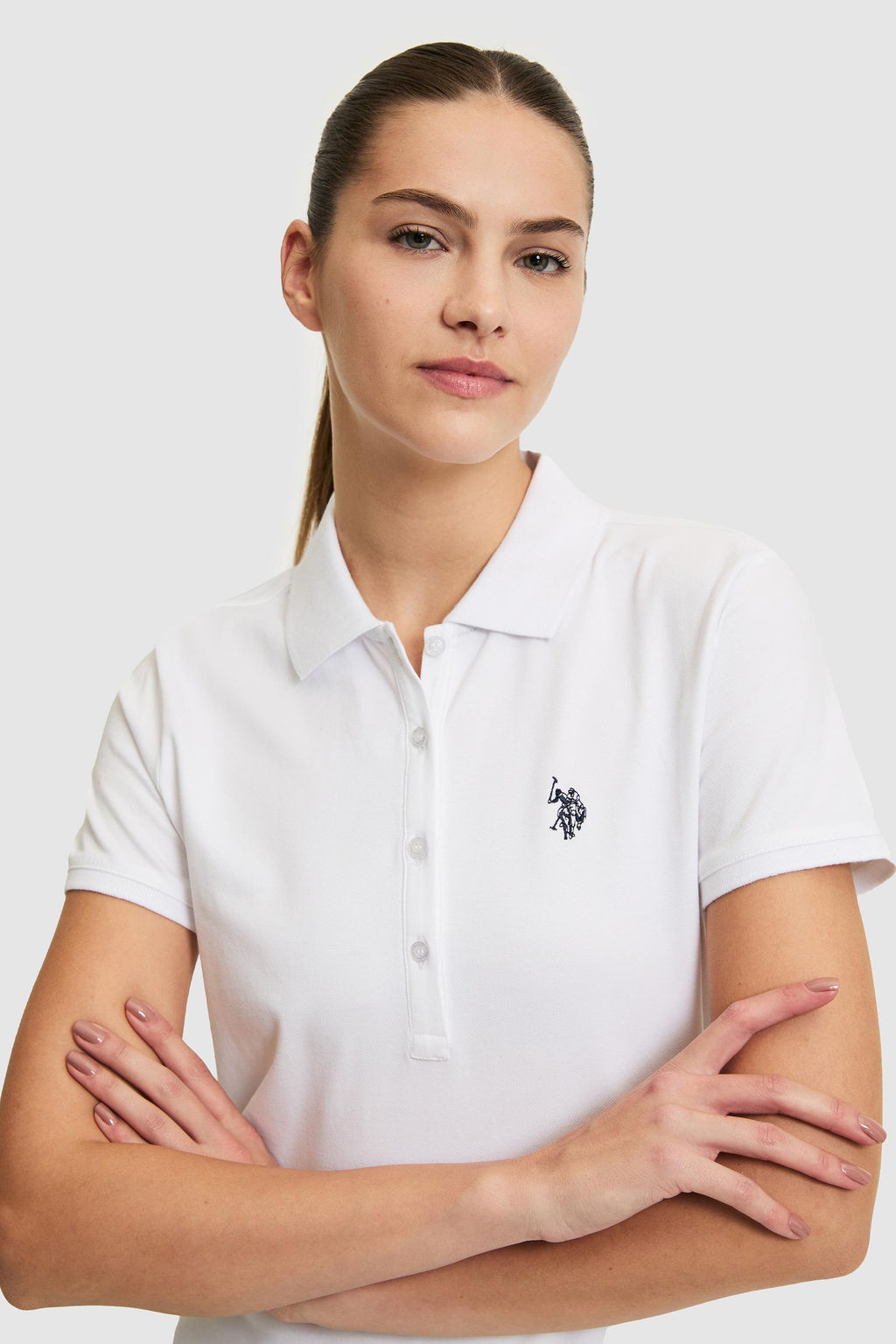 Kad_n Beyaz Polo Yaka Basic Ti__rt