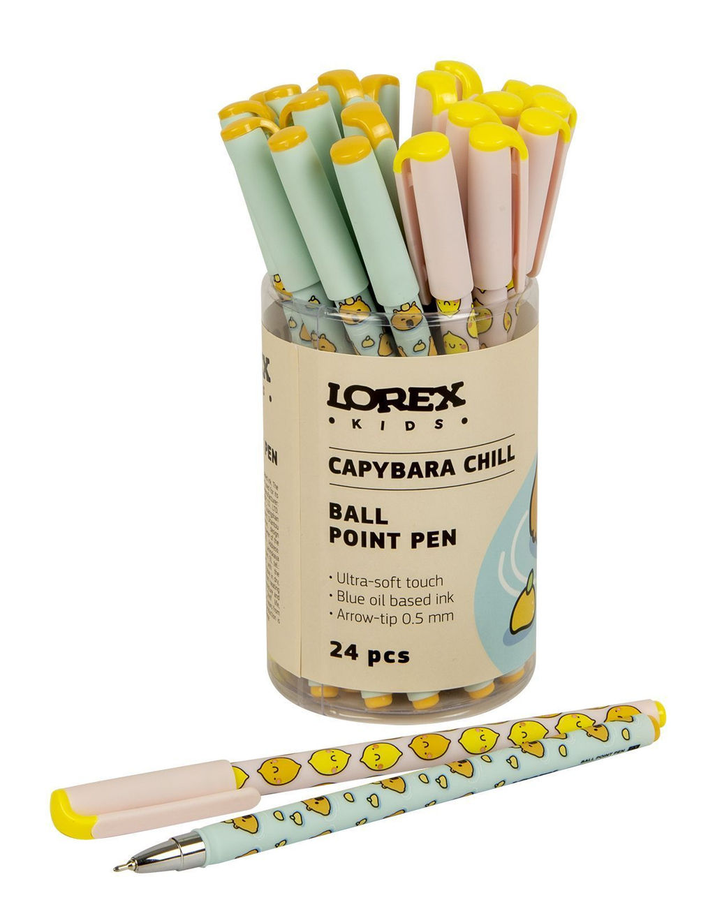 Ручка шариковая на масляной основе LOREX KIDS CAPYBARA CHILL Slim Soft синяя 0,5 мм, ассор...