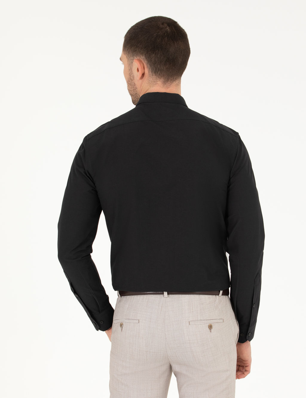 Siyah Slim Fit Uzun Kollu Klasik G_mlek