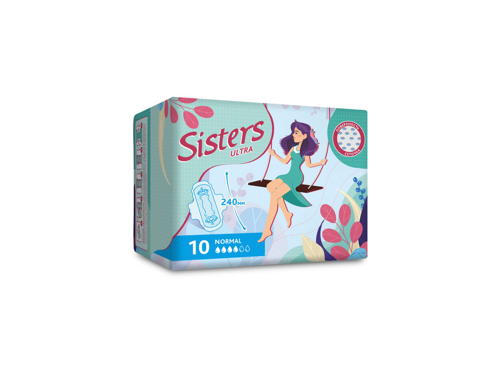 Цена за 4 пачки! Прокладки Систерс ультра нормал сеточка x10