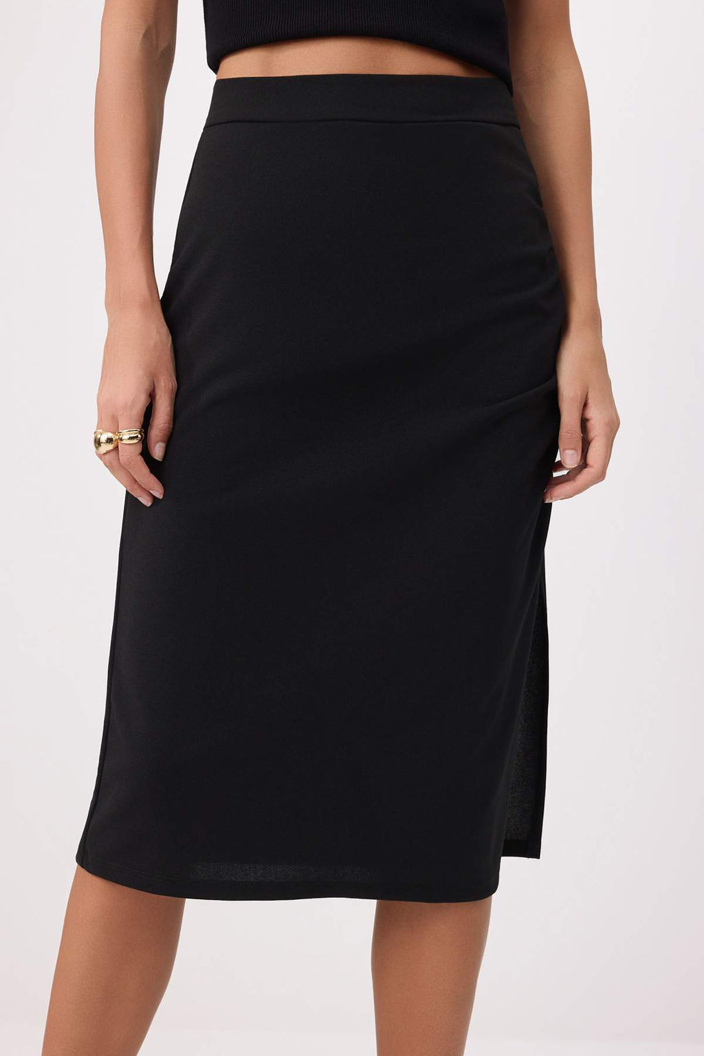 Pembe Duz Kalem Y?rtmacl? Normal Bel Midi Scuba Krep Orme Etek TWOSS26ET00150 - Trendyolmilla фото 7