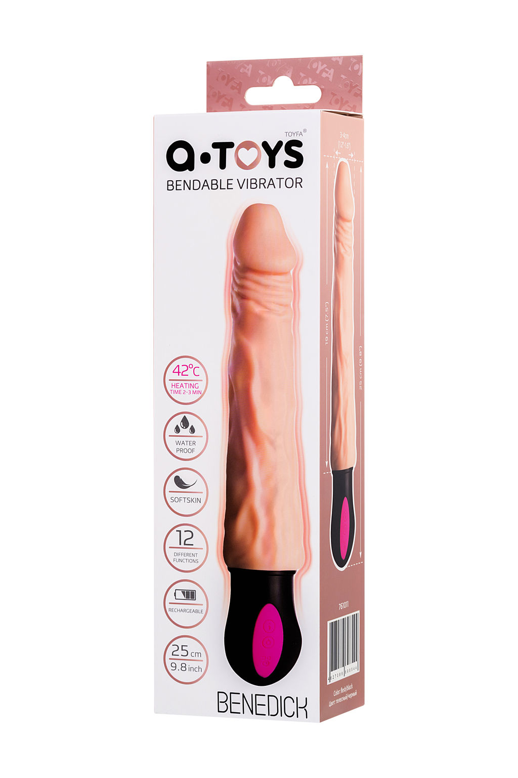 Реалистичный вибратор с подогревом A-Toys by TOYFA Benedick, TPE, телесный, 25 см