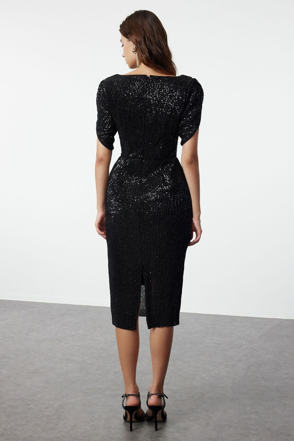 Siyah Vucuda Oturan Par?lt?l? Orme Payet S?k Abiye Gece Mezuniyet Elbisesi TPRSS24EL00108