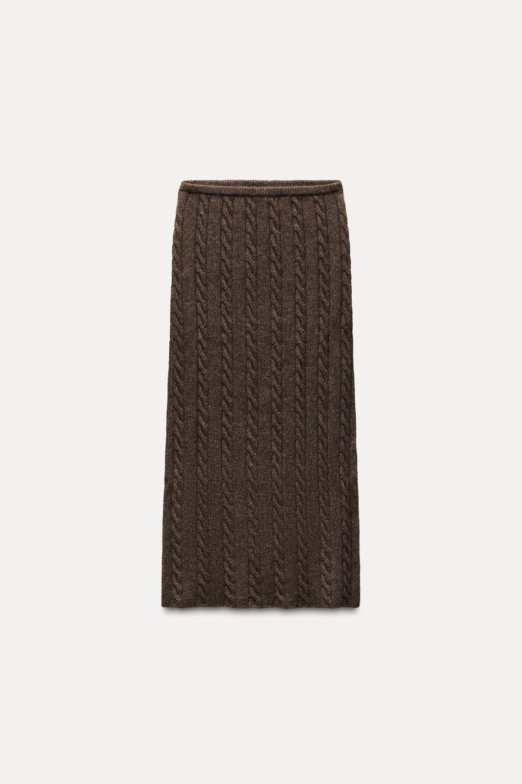 CABLE KNIT MIDI SKIRT WITH WOOL - Zara фото 6