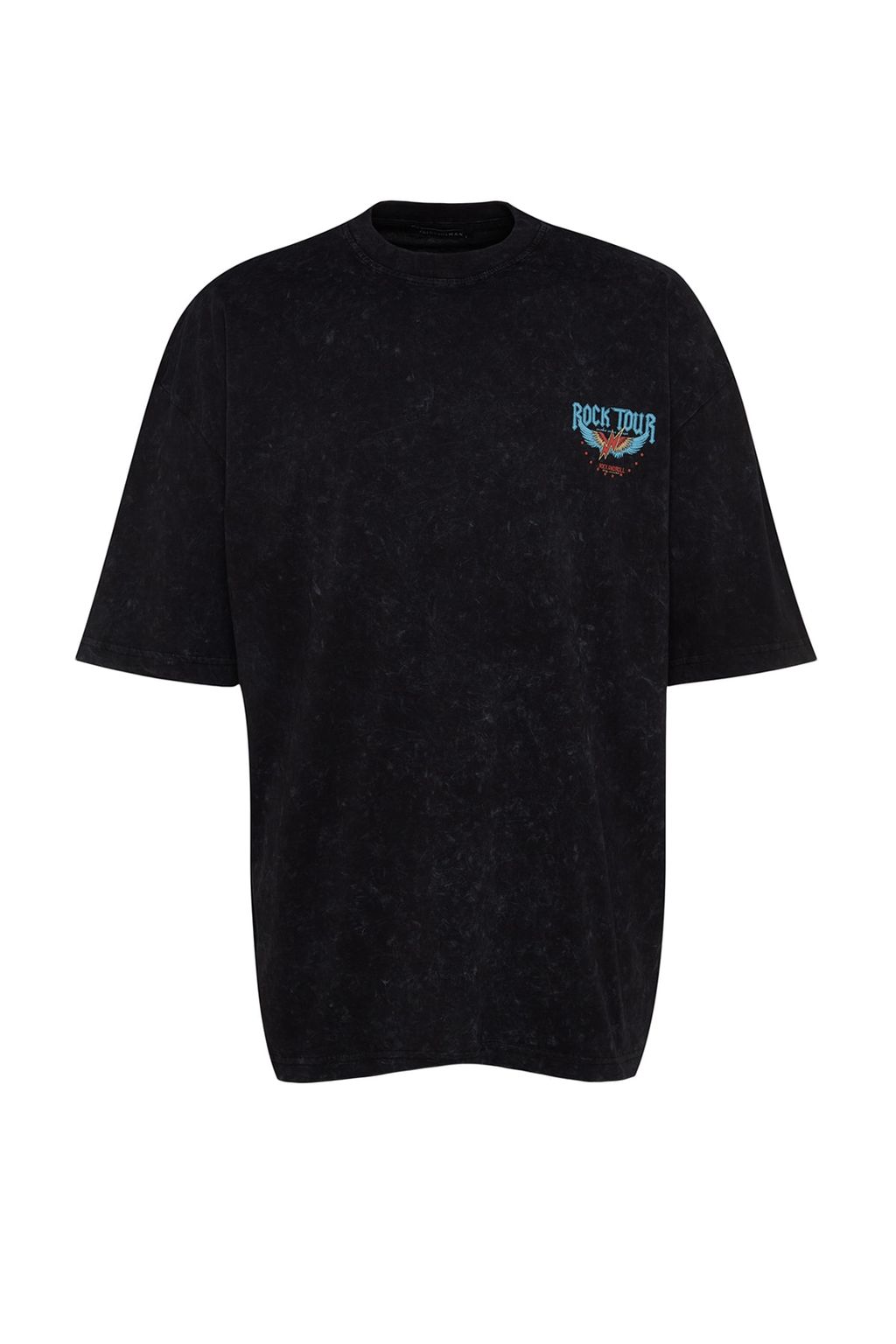 TRENDYOL MAN Siyah Oversize/Genis Kesim Eskitme/Soluk Efektli Rock Bask? %100 Pamuklu T-Shirt TMNSS23TS00231 - Trendyolmilla фото 8