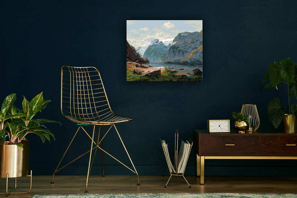 ФРЕЯ GTG-PNB/PL-198 Набор для раскрашивания по номерам 50 х 40 см По мотивам картины Саврасова А. К. Озеро в горах Швейцарии. 1866. Фрагмент