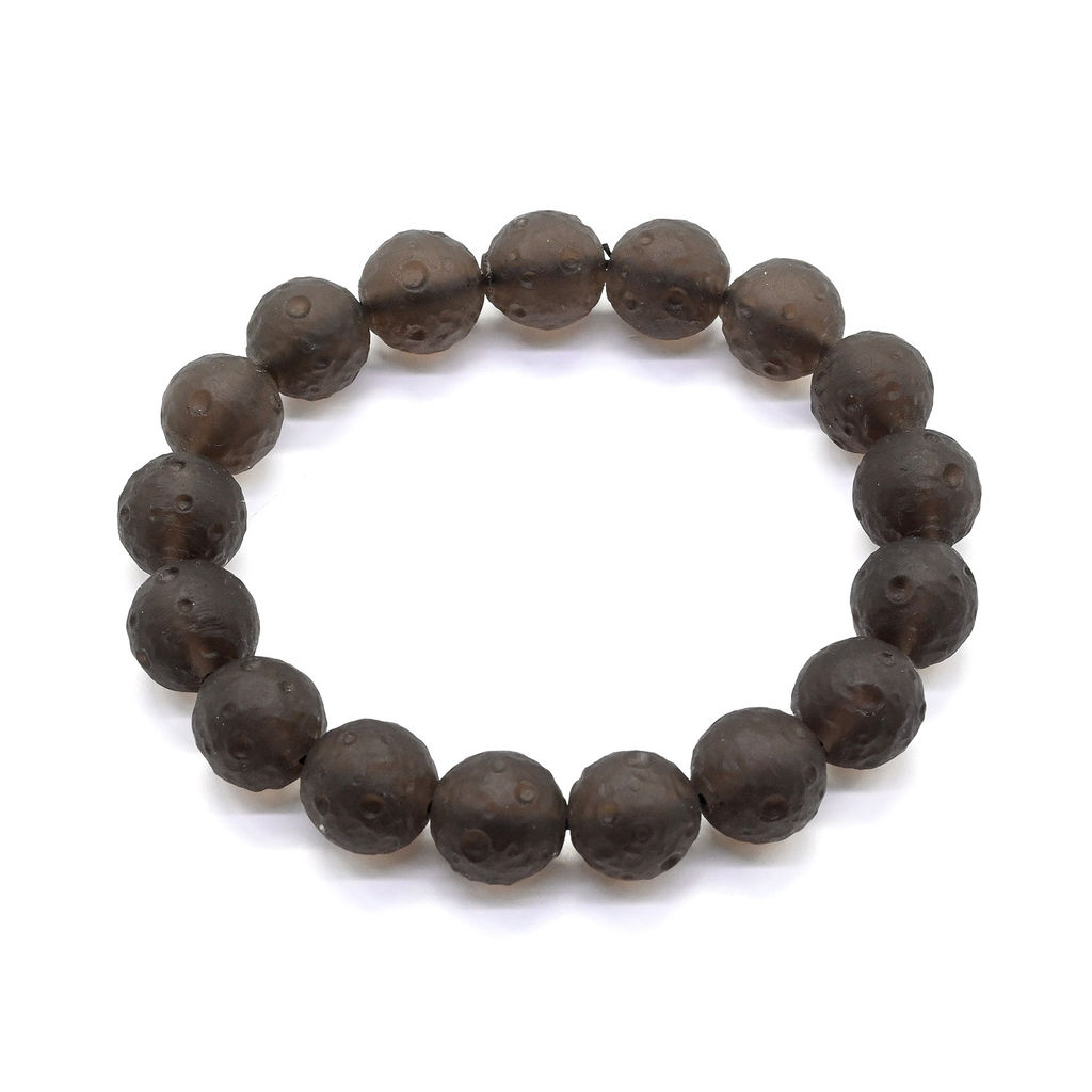 Браслет из Раухтопаза шарики в форме луны 12мм