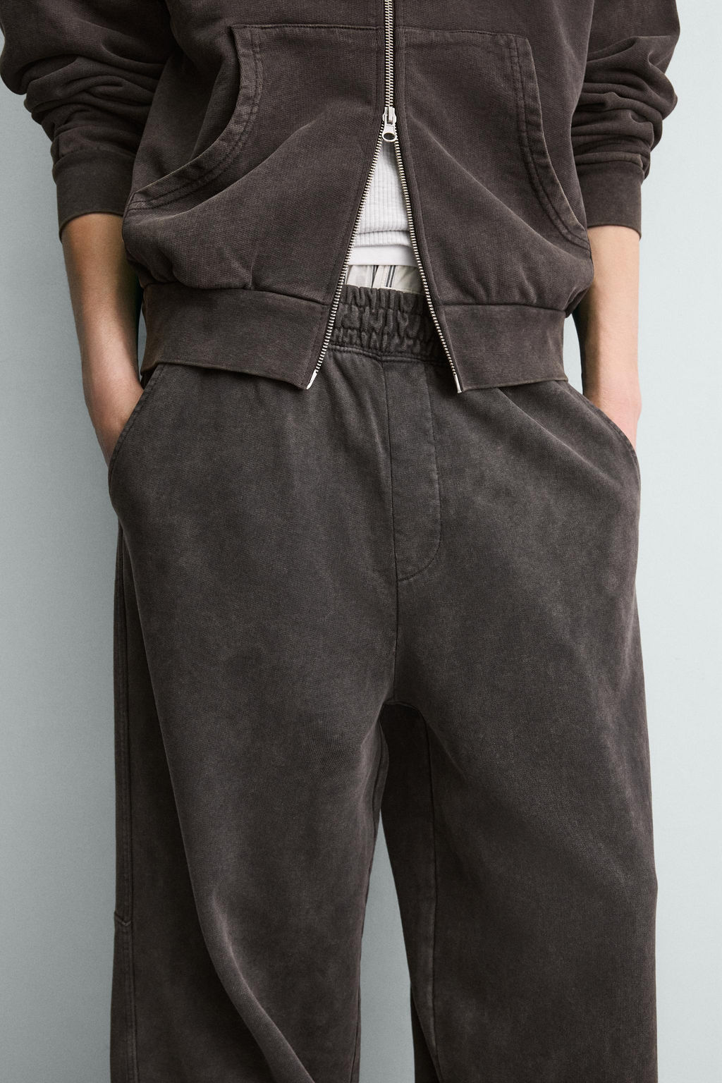 WASHED BALLOON FIT JOGGER TROUSERS - Zara фото 5