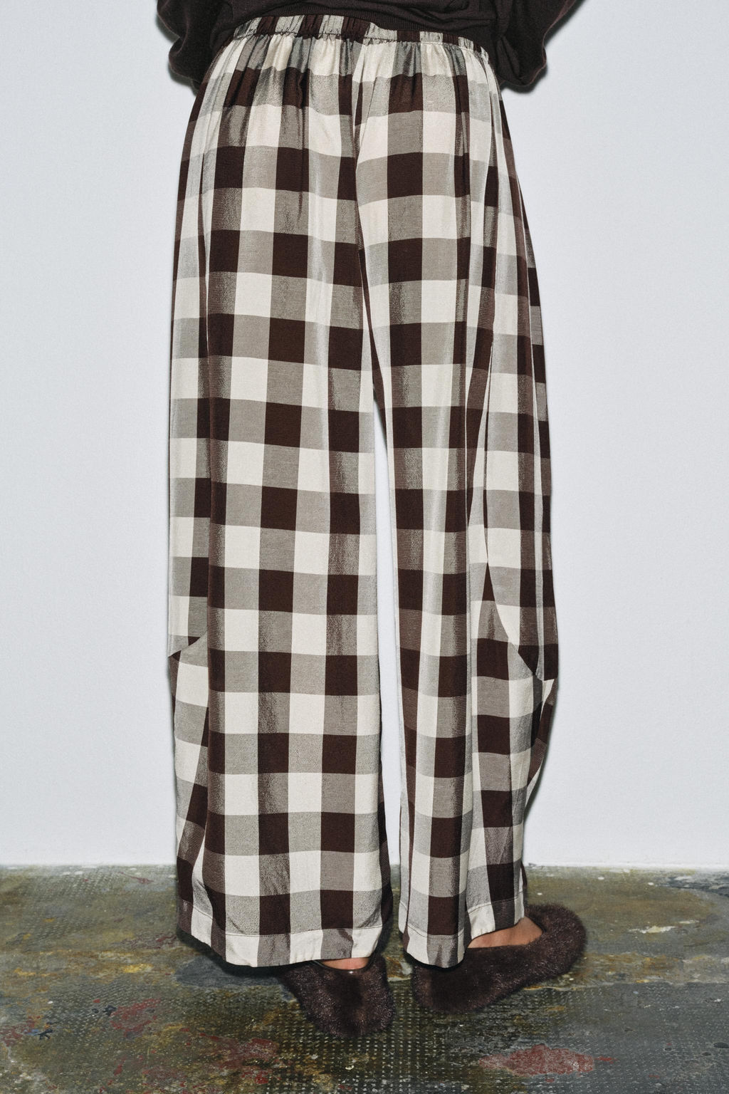 ZW COLLECTION GINGHAM CHECK TROUSERS - Zara фото 3
