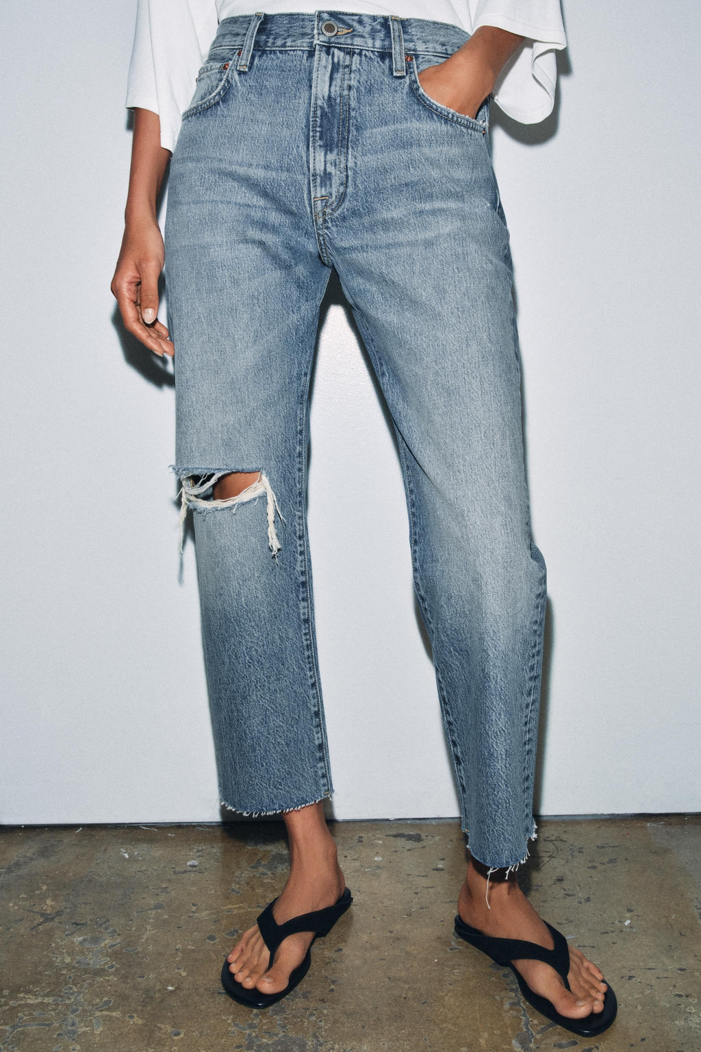 JEANS ZW COLLECTION RECTOS TIRO MEDIO ROTO / Azul - Zara фото 11