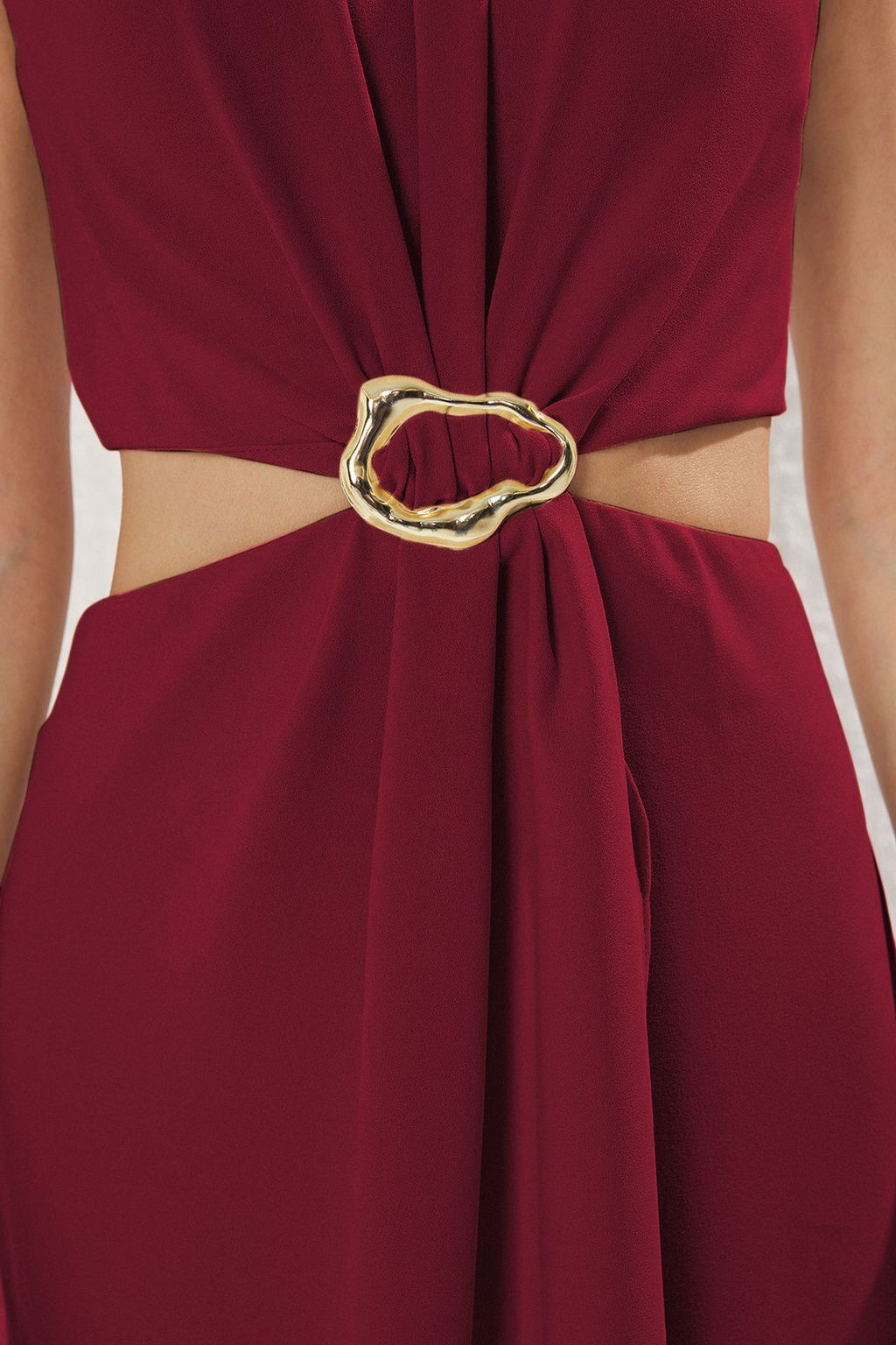 TRENDYOLMILLA Yag Yesili A Kesim Cut Out ve Aksesuar Detayl? Maxi Dokuma Krep Elbise TWOSS25EL00017 фото 31