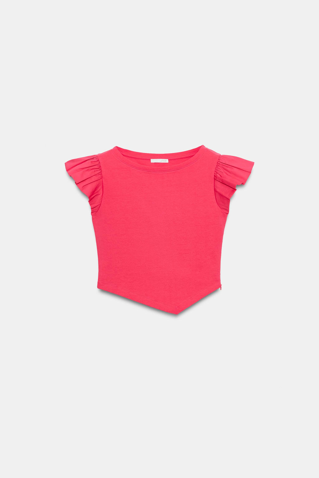 CAMISETA MANGA CORTA VOLANTES / Fucsia oscuro
