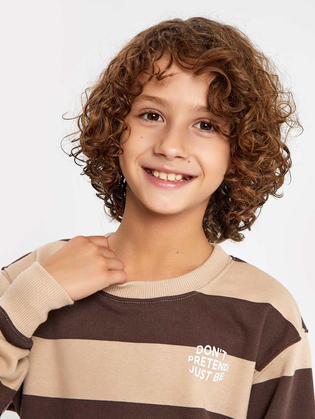 Джемпер для мальчиков в коричнево-бежевую полоску - Mark formelle фото 4