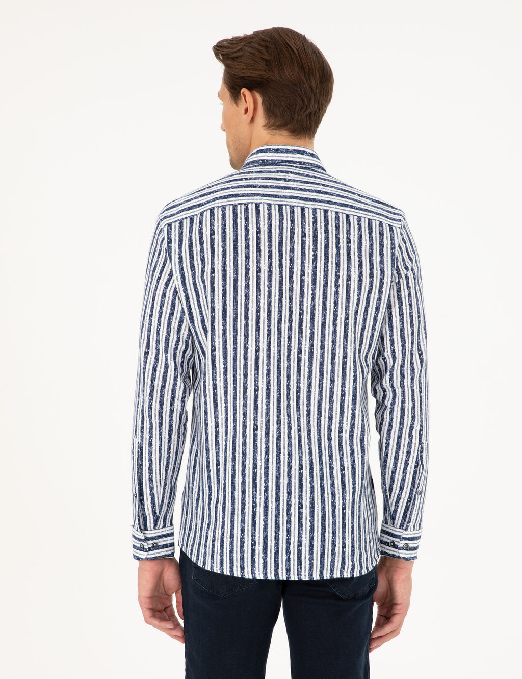 Lacivert Slim Fit Uzun Kollu G_mlek