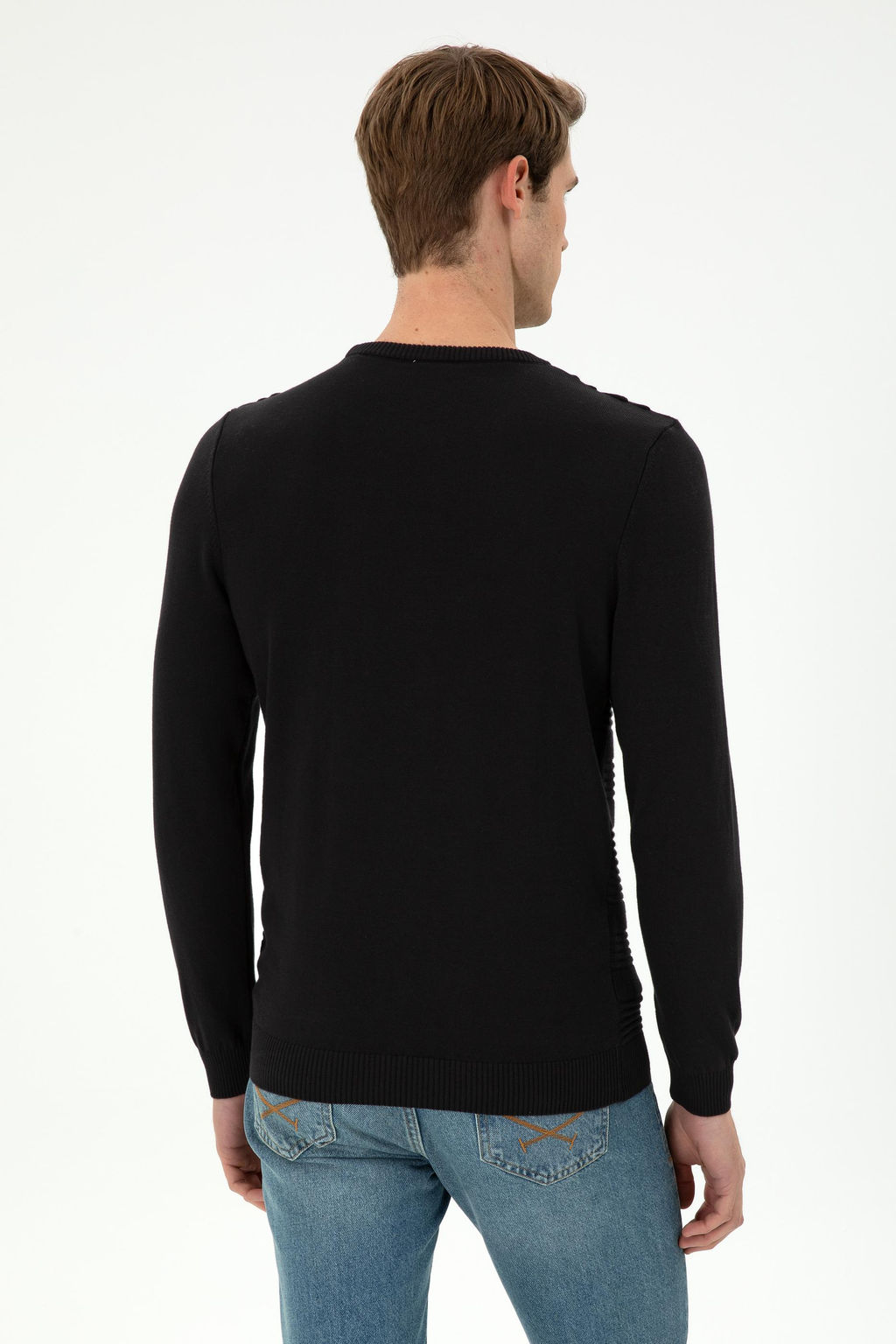 Erkek Slim Fit Bisiklet Yaka Siyah Kazak - U.s. polo assn фото 5